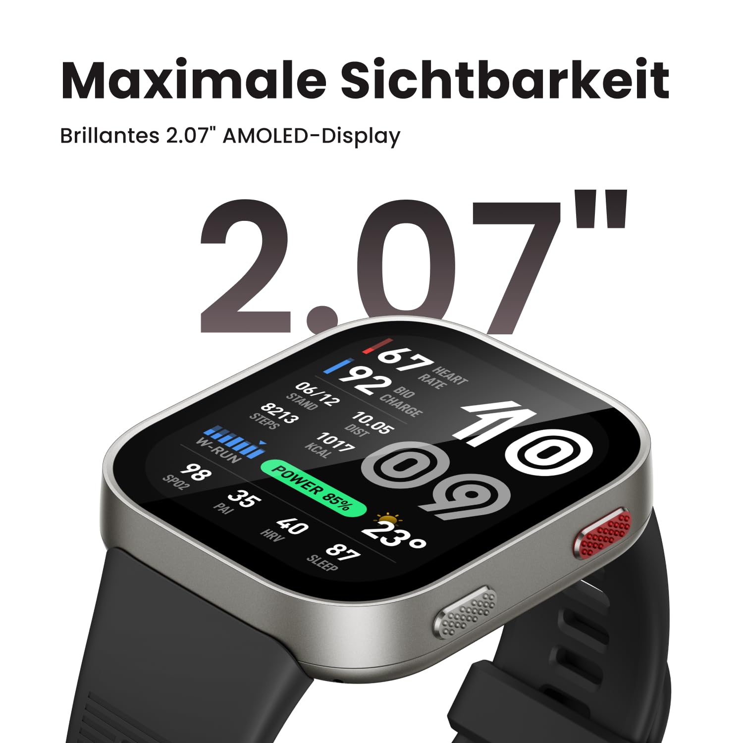 Amazfit Bip Max 50mm Smartwatch, 2.07" AMOLED-Display