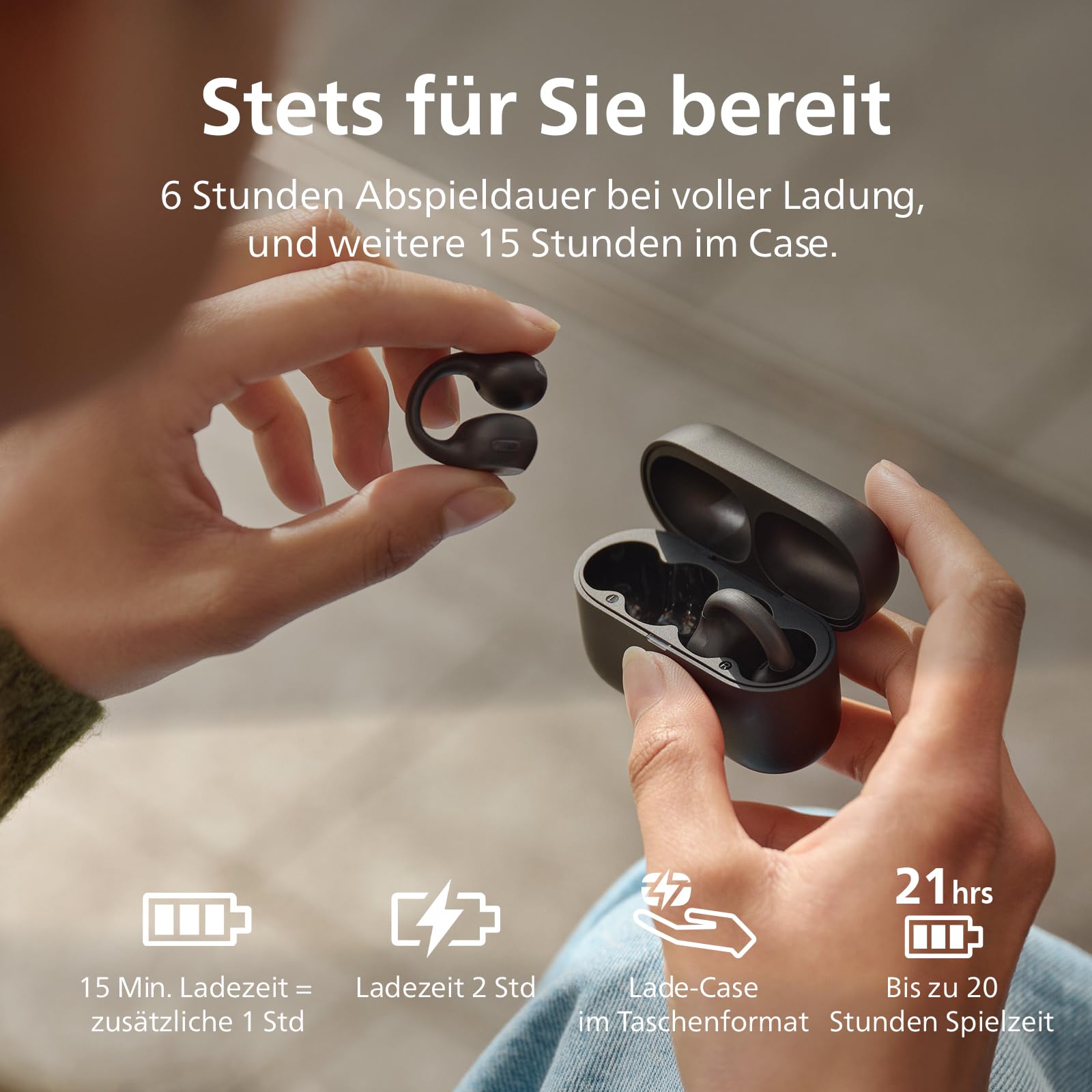Philips TAQ2000 ohraufliegende True Wireless Multipoint-Bluetooth-Ohrhörer