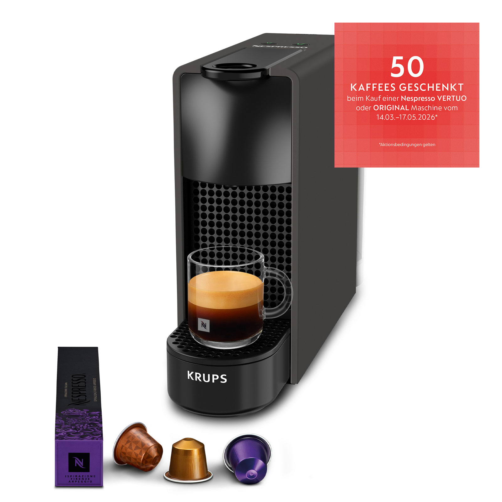 Krups Essenza Mini Nespresso Kaffeekapselmaschine XN110NF0 - Matte Black