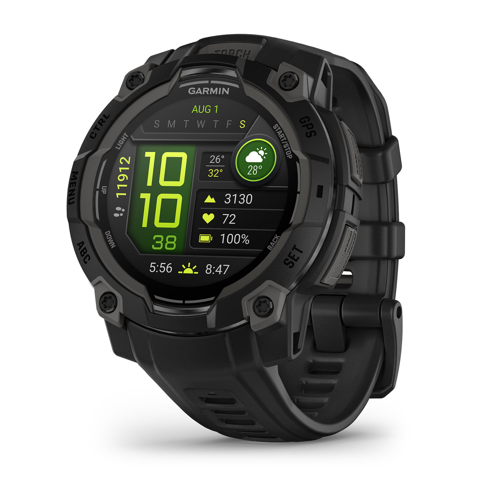Garmin Instinct 3 - 50 mm, AMOLED Schwarz mit Silikon-Wechselarmband 22 mm Schwarz Smartwatch