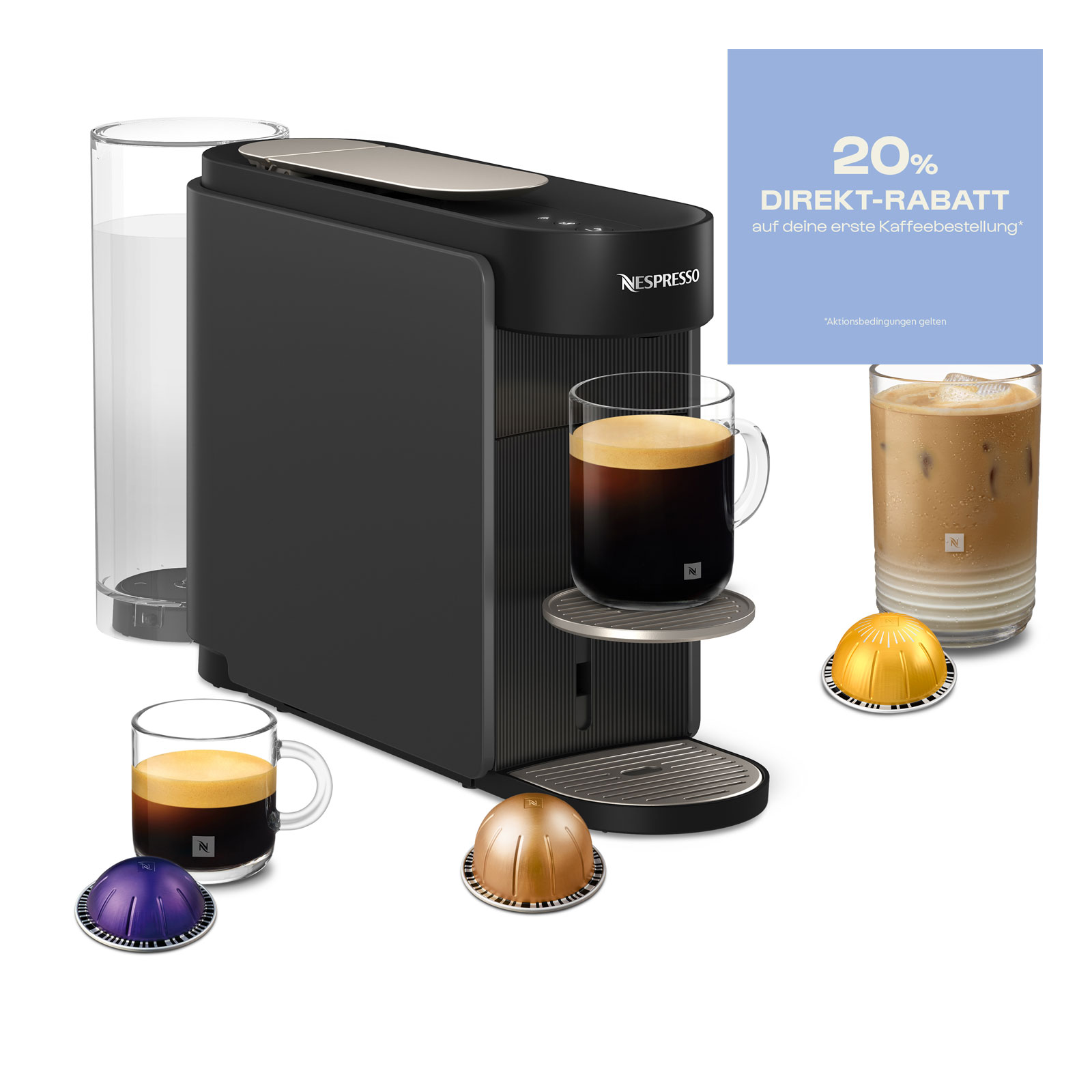 Nespresso Vertuo Up ENV200.GY Kapselkaffeemaschine für 7 Tassengrößen