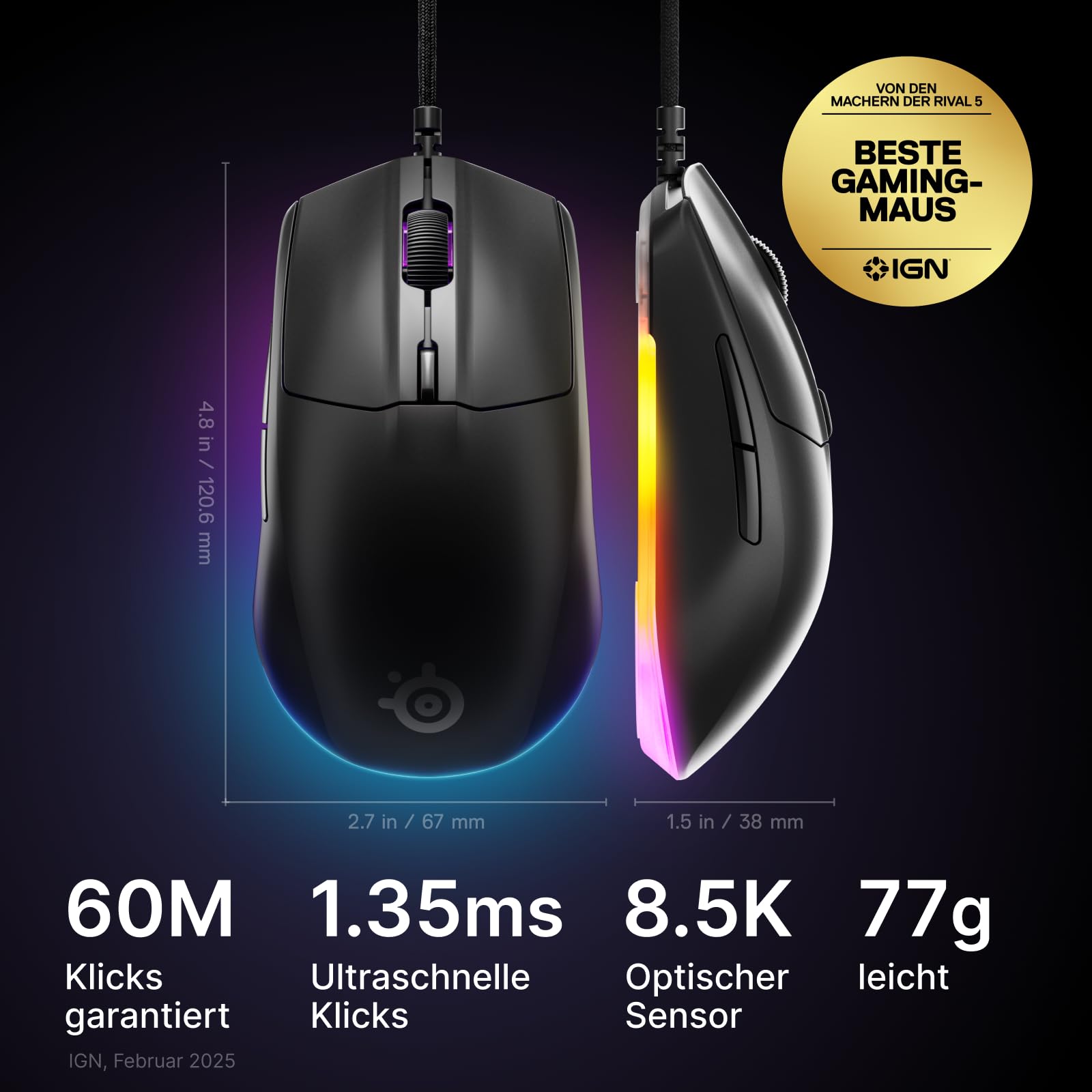 SteelSeries Rival 3 Gen 2 Gaming Maus