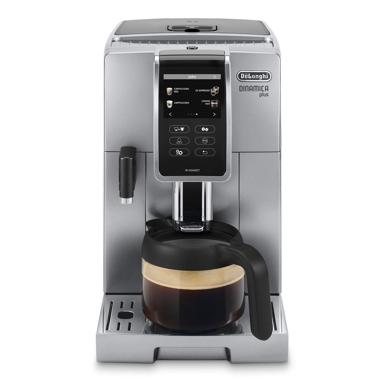 DeLonghi ECAM 370.95.S Dinamica Plus Kaffeevollautomat mit Kaffeekannen-Funktion silber