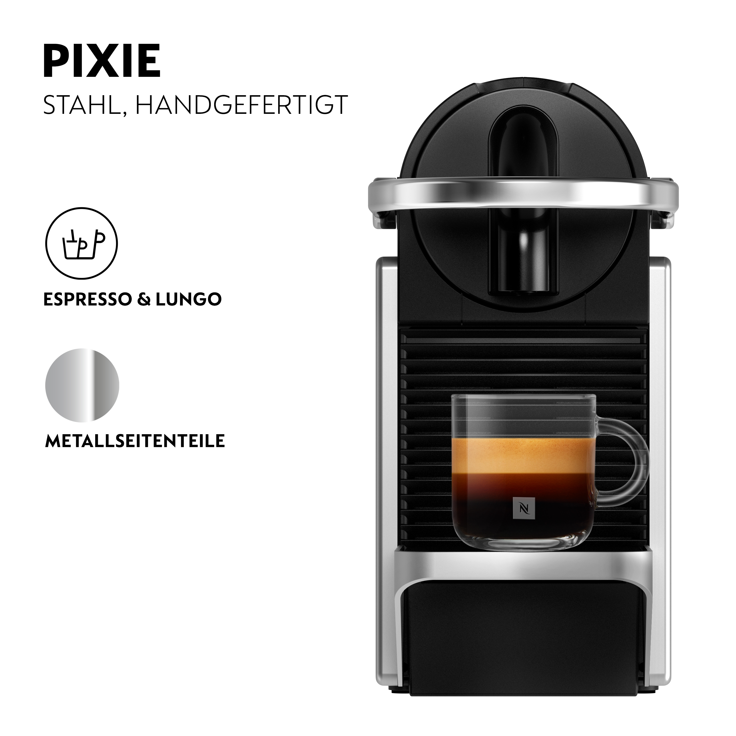 De'Longhi EN127.S PIXIE Re-Design silber Nespresso-Kapselmaschine