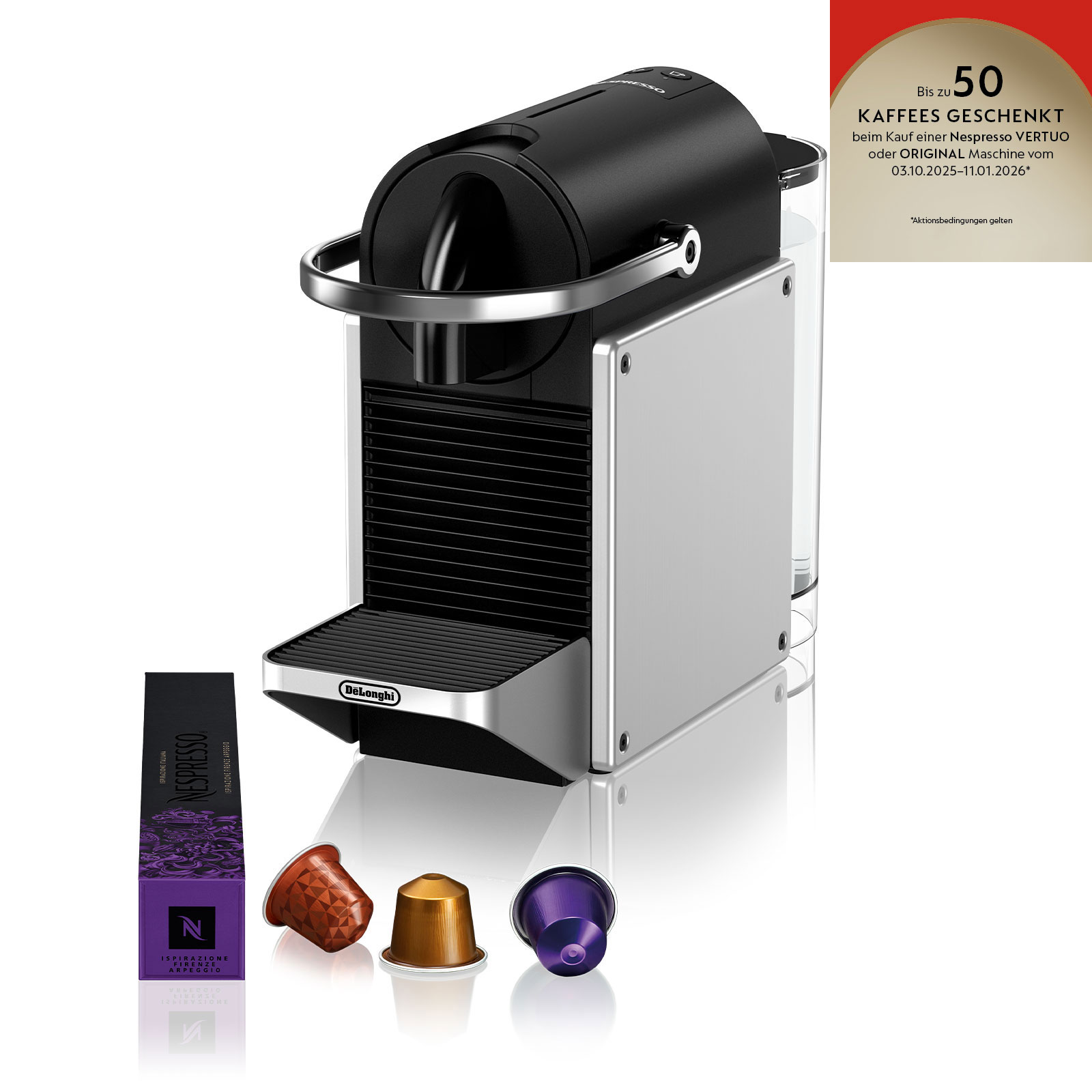 De'Longhi EN127.S PIXIE Re-Design silber Nespresso-Kapselmaschine De'Longhi EN127.S PIXIE Re-Design silber Nespresso-Kapselmaschine