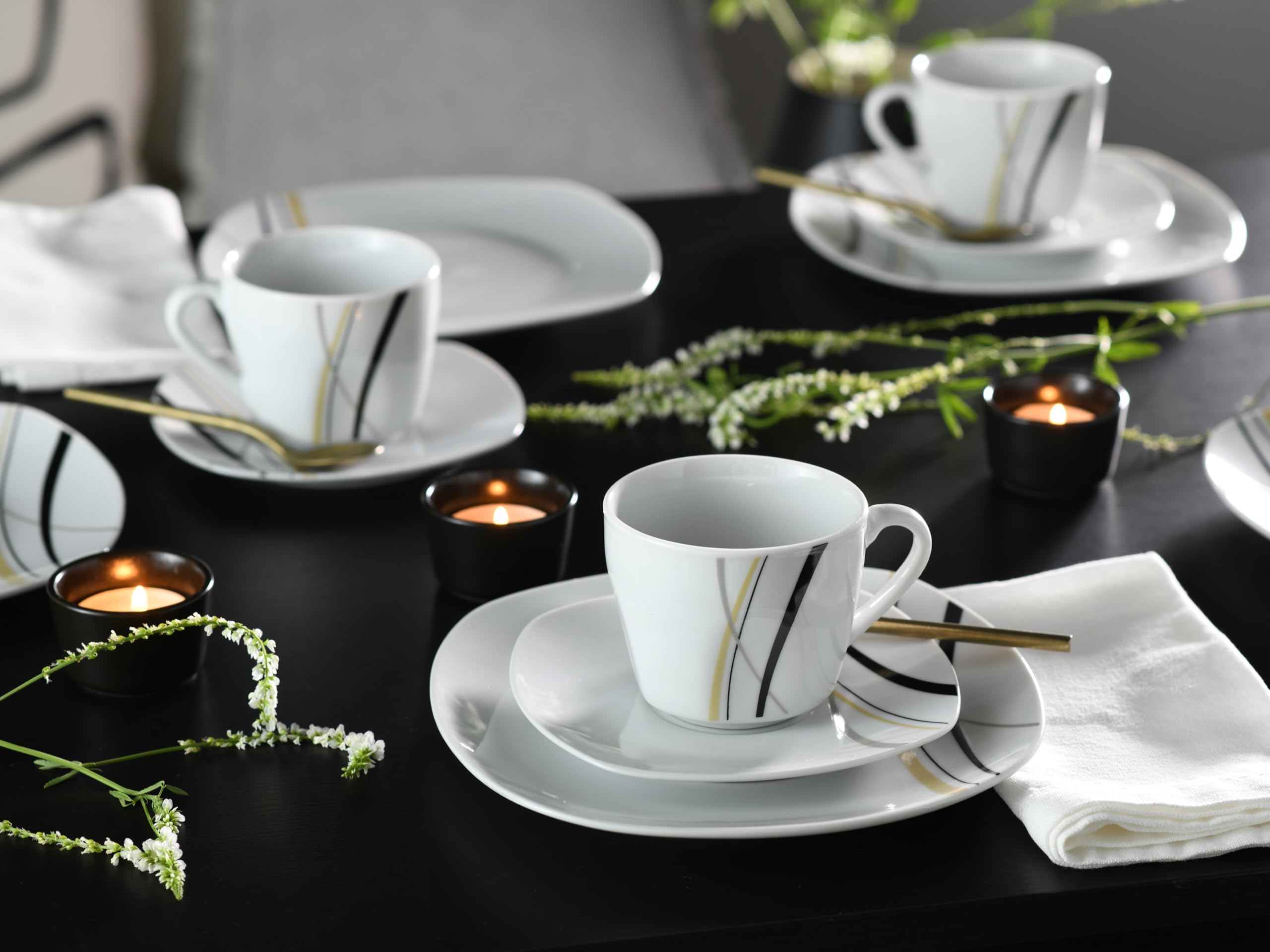 CreaTable, 22537, Serie Square City Line, 62-teiliges Geschirrset für 6 Personen