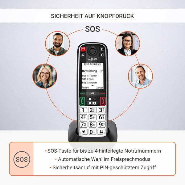 Gigaset Gigaset EASY 500, Schwarz (Mobilteil, DECT, Seniorentelefon)