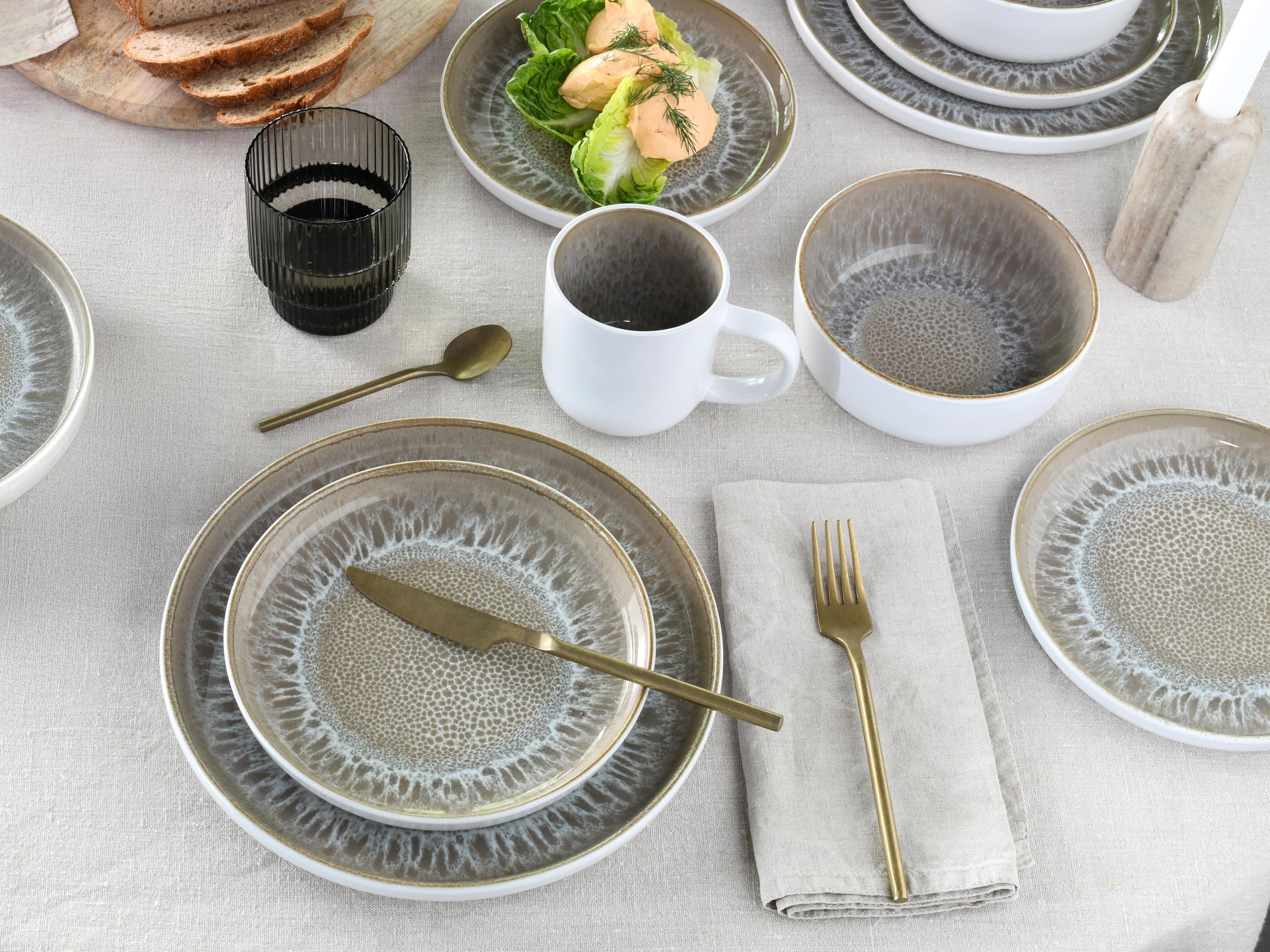 CreaTable 24715 Kombiservice Serie Nordic Fjord Sand 16-tlg. 4 Personen