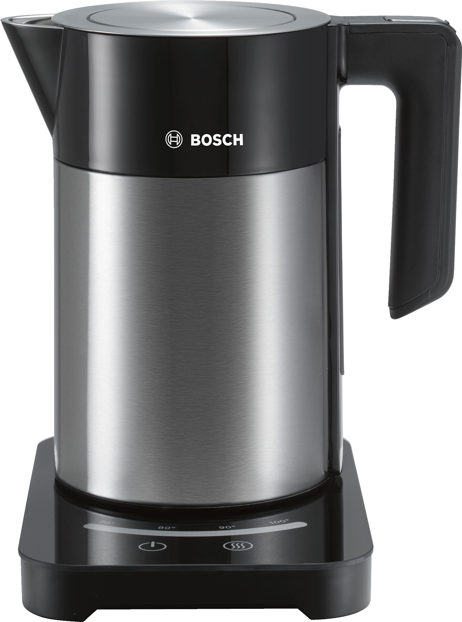 Bosch TWK7203 Wasserkocher 2200W 1,7 Liter Edelstahl/schwarz 7 Temperaturstufen Bosch TWK7203 Wasserkocher 2200W 1,7 Liter Edelstahl/schwarz 7 Temperaturstufen