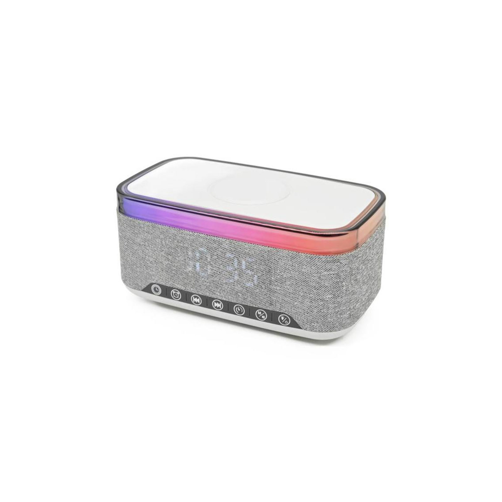 DENVER Radiowecker CRQ-225 grau (UKW-Radio, Bluetooth, Wireless Charging (15W), USB-A, MicroSD, AUX, LED-Digitaldisplay)