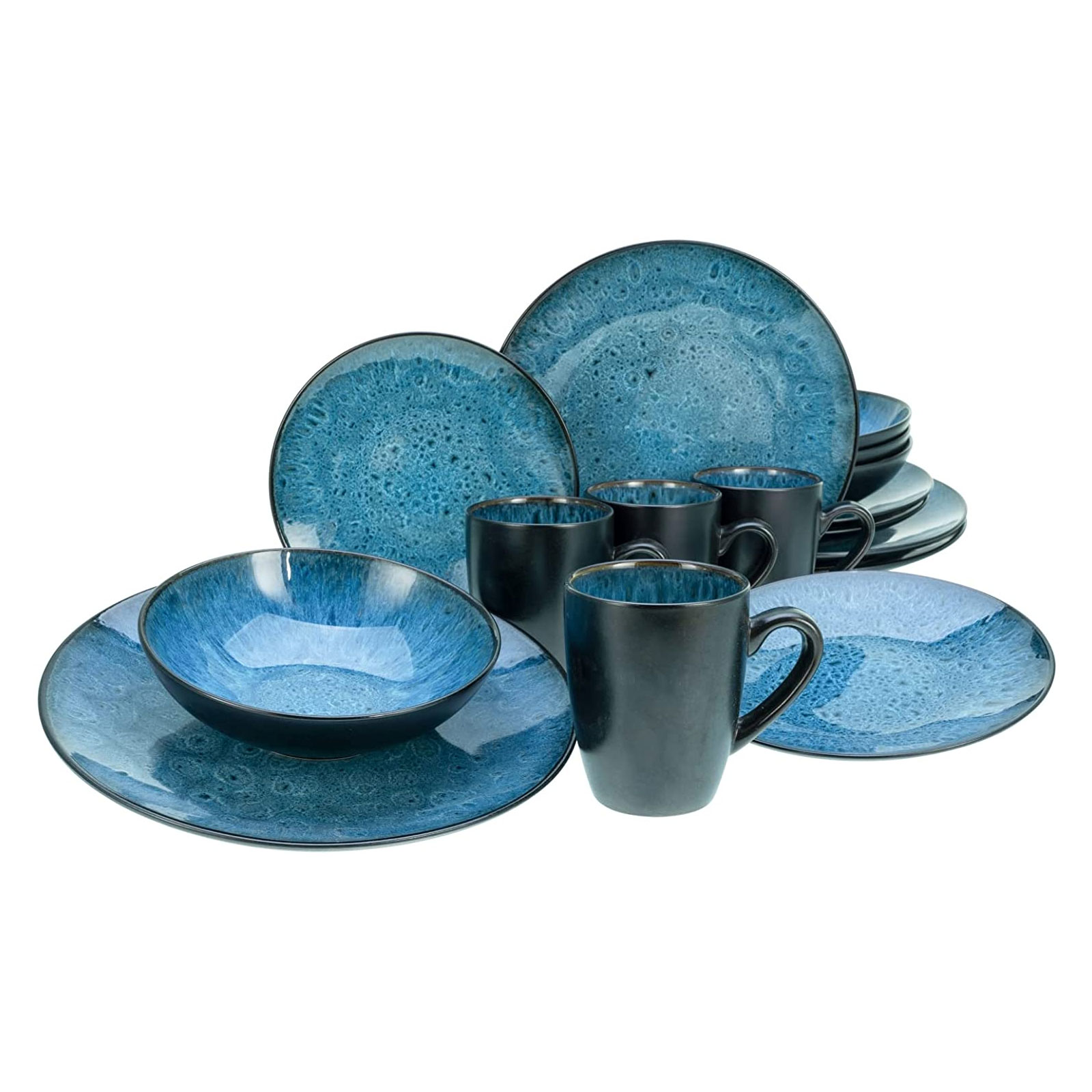 CreaTable, 23630, Serie CAPRI - Reaktivglasur, Geschirrset, Kombiservice 16 teilig