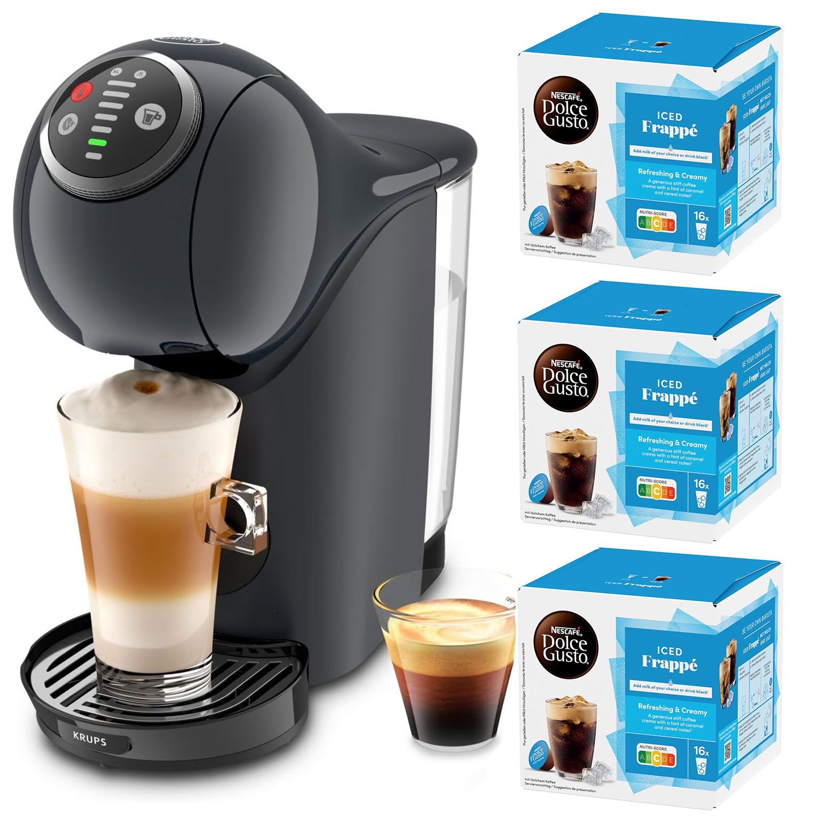 Krups KP340B.25 Grau Dolce Gusto Kapselmaschine inkl.3x Iced Frappe
