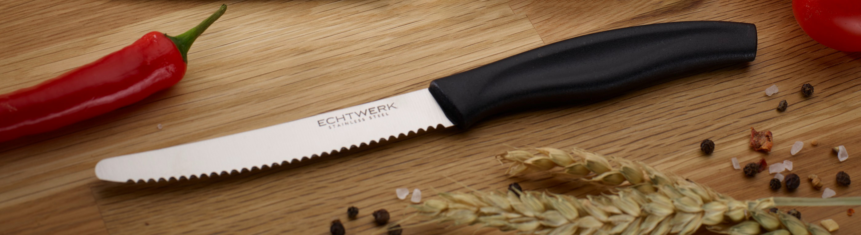 Echtwerk Brötchenmesser/ Frühstücksmesser 6 Stk. Edelstahl Wellenschliff
