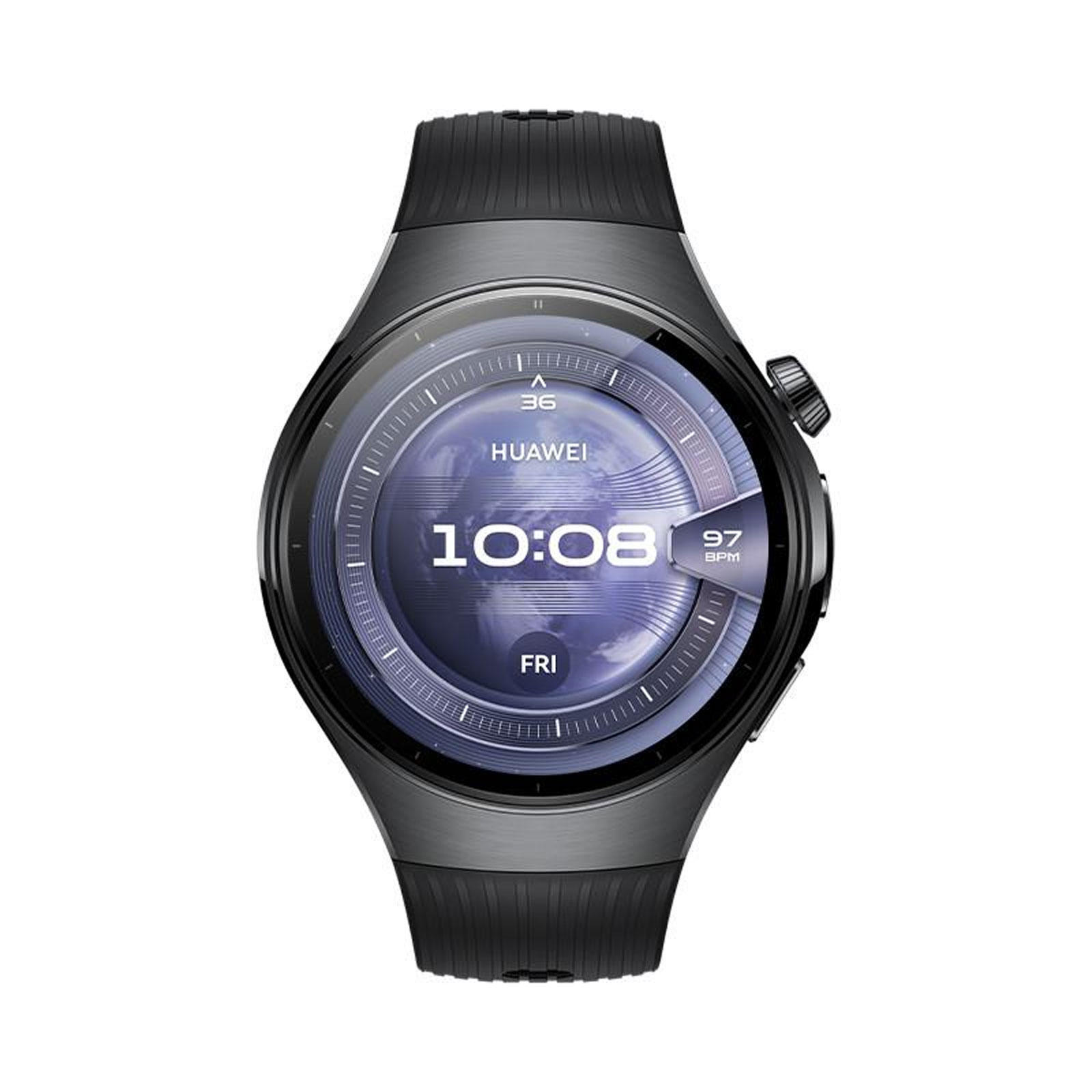 Huawei Watch 5, 46 mm, Schwarzes Edelstahlgehäuse mit schwarzem Fluorelastomer-Armband + FreeBuds 6i