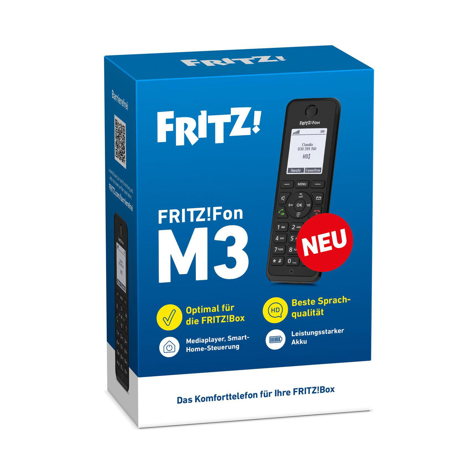 AVM FRITZ!Fon M3 Schnurloses Telefon 1 Mobilteil mit Anrufbeantworter DECT