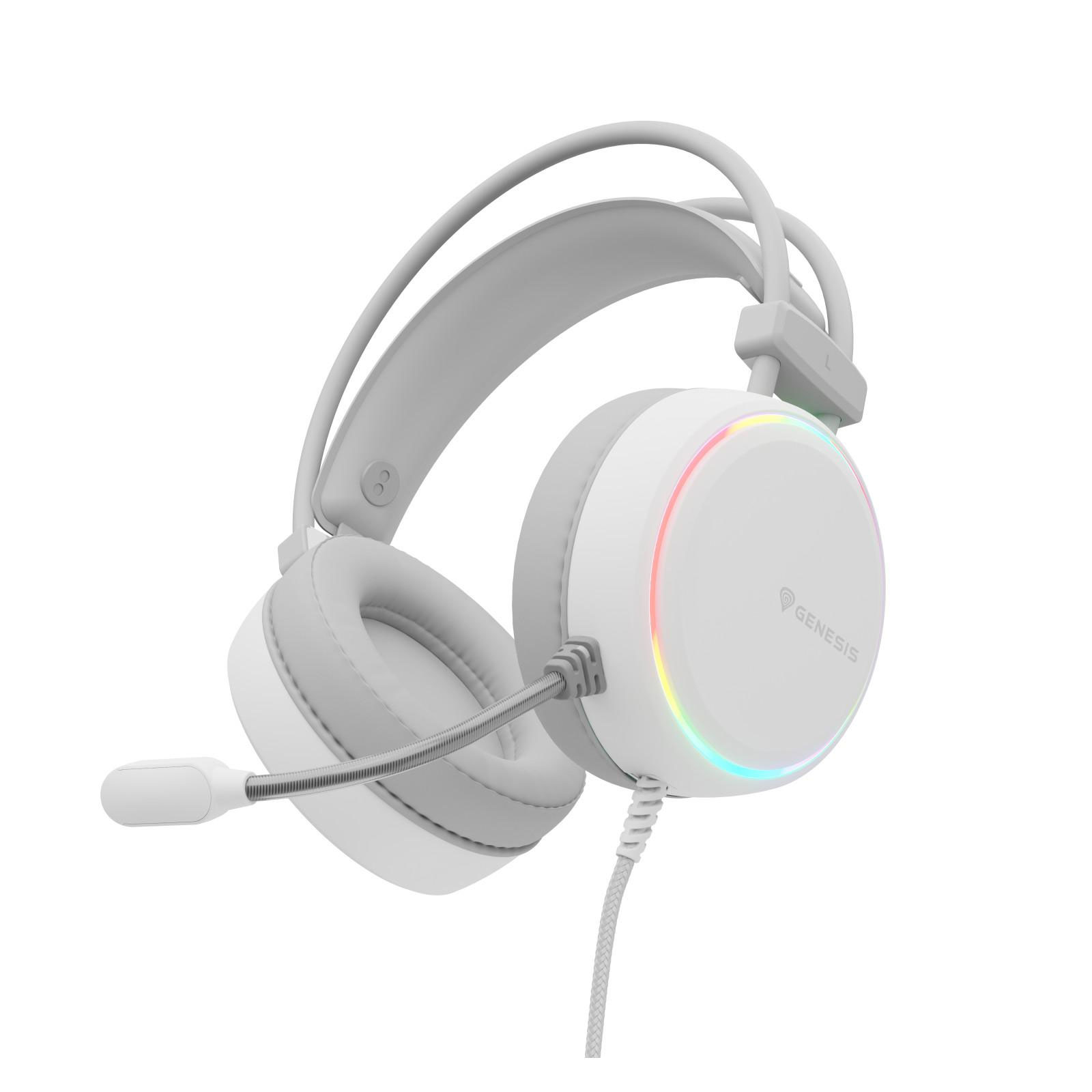 Genesis Neon 613 Gaming-Headset, Weiß (NSG-2093, USB-A, 3,5 mm, kabelgebunden)