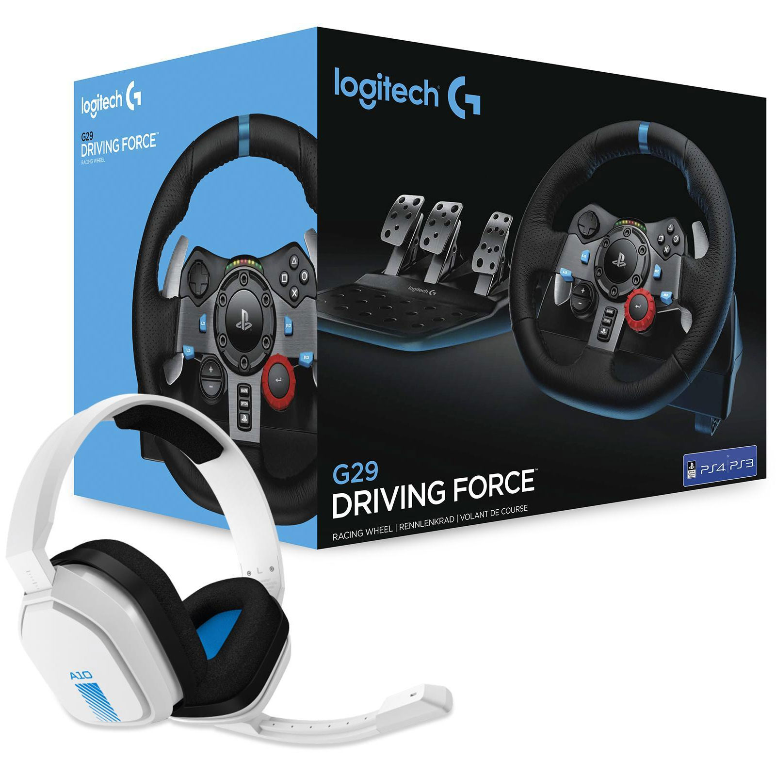 Logitech Bundle G29 Driving Force Racing Wheel + Logitech Astro A10 Playstation Gaming-Headset