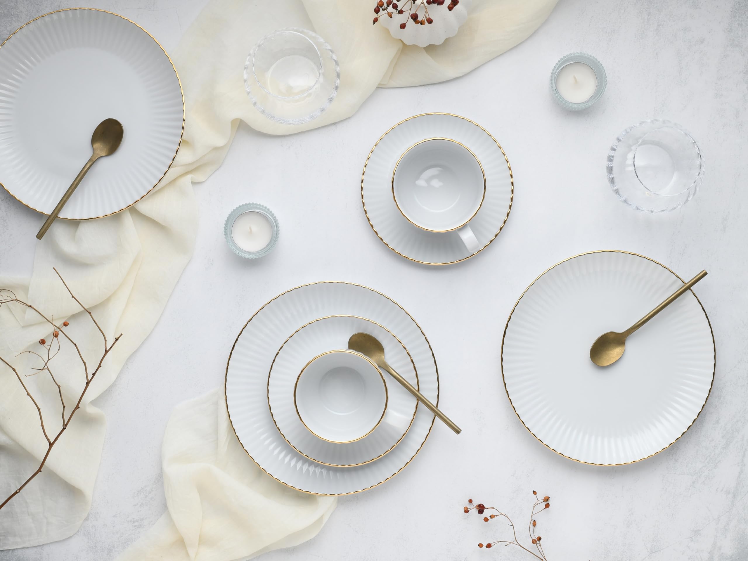 CreaTable, 20751, Serie Allegra Goldband, 18-teiliges Geschirrset für 6 Personen
