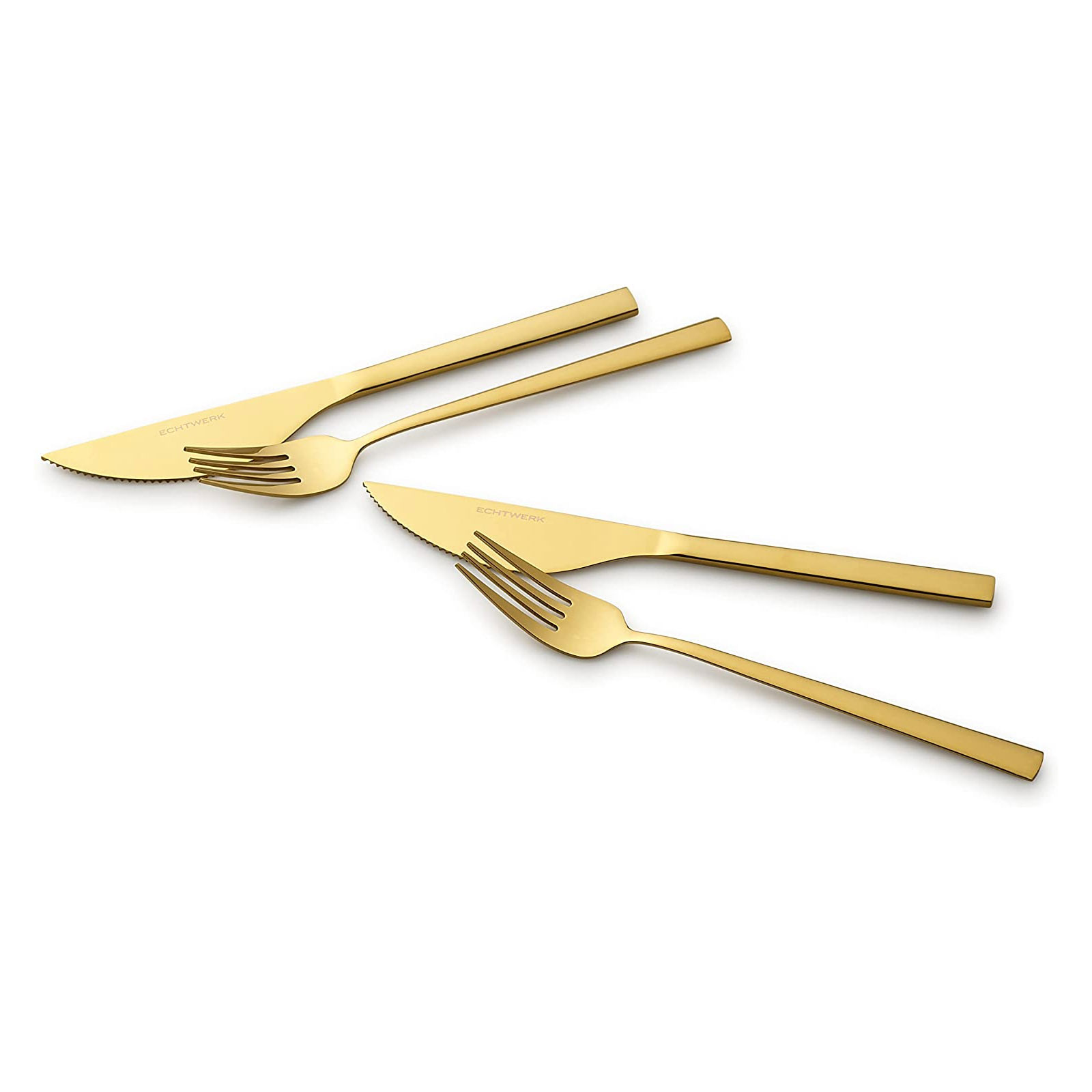 Echtwerk Pizzabesteck-Set, Pizzaset, Steakbesteck, Essbesteck 4-teilig  2 Personen, Mit 2 Pizzamessern und 2 Pizzagabeln aus Edelstahl Echtwerk Pizzabesteck-Set, Pizzaset, Steakbesteck, Essbesteck 4-teilig  2 Personen, Mit 2 Pizzamessern und 2 Pizzagabeln aus Edelstahl