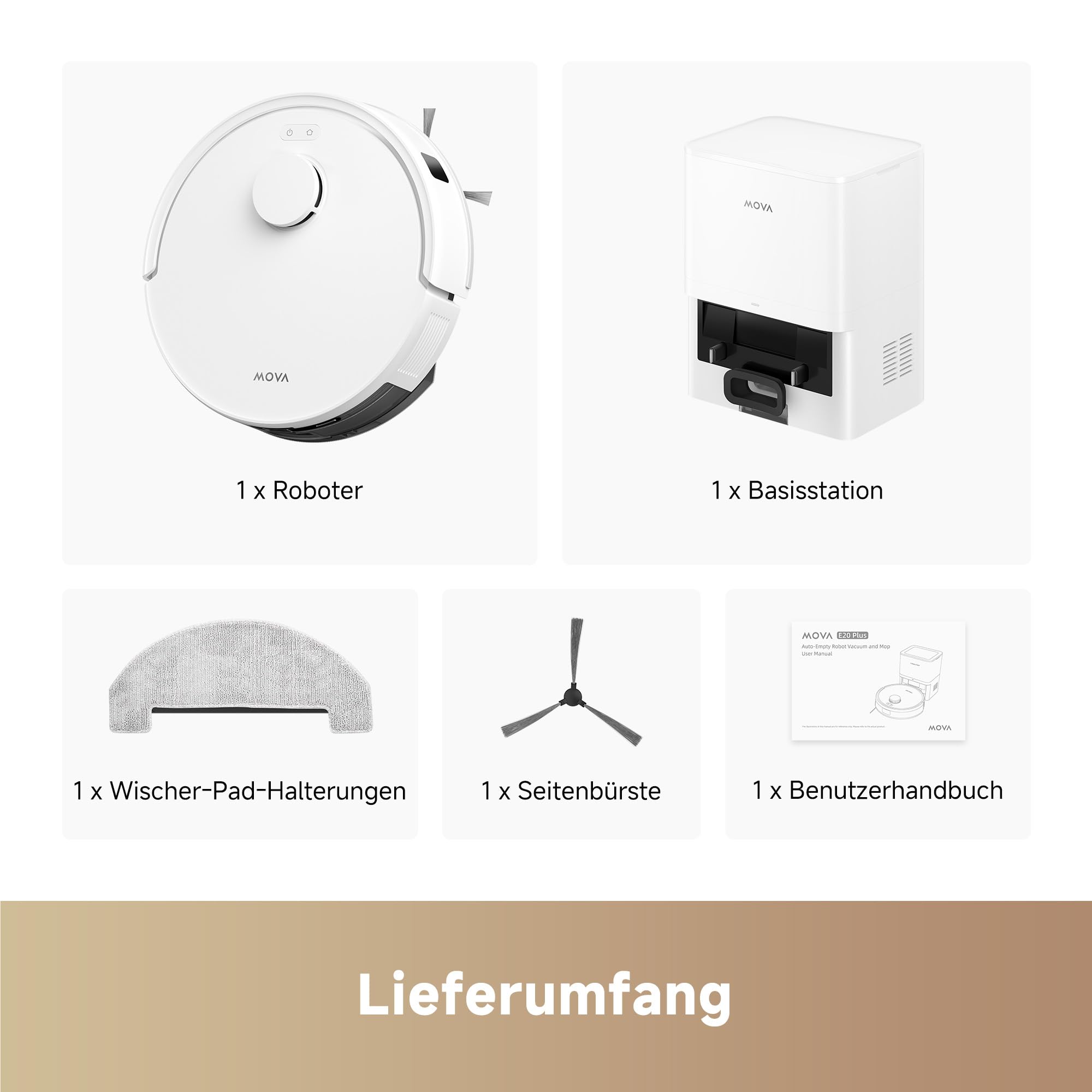 Mova E20 Plus Saug und Wischroboter mit automatischer Leerung