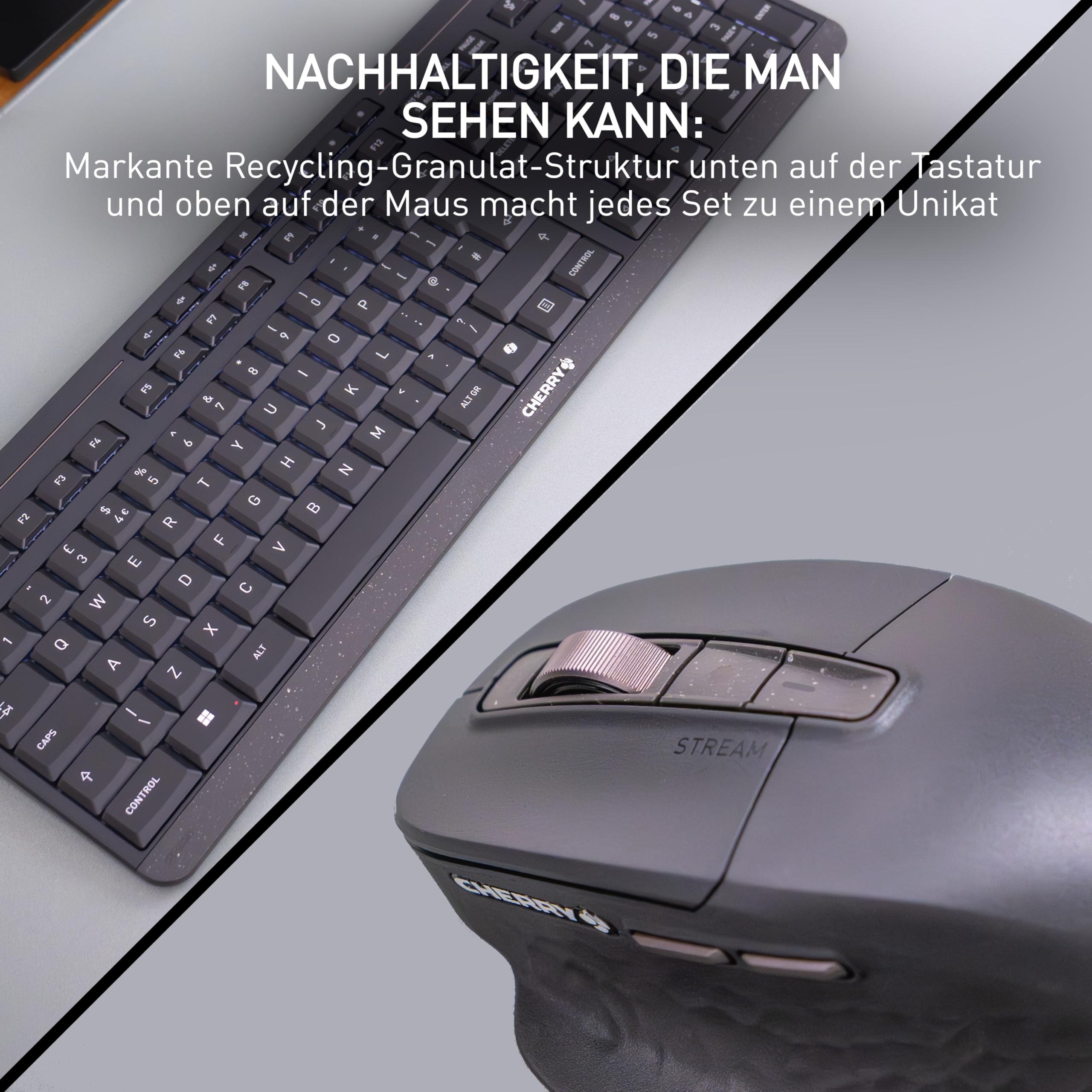 CHERRY Stream Desktop Ultimate, Kabelloses Multi-Device Tastatur-Maus-Set