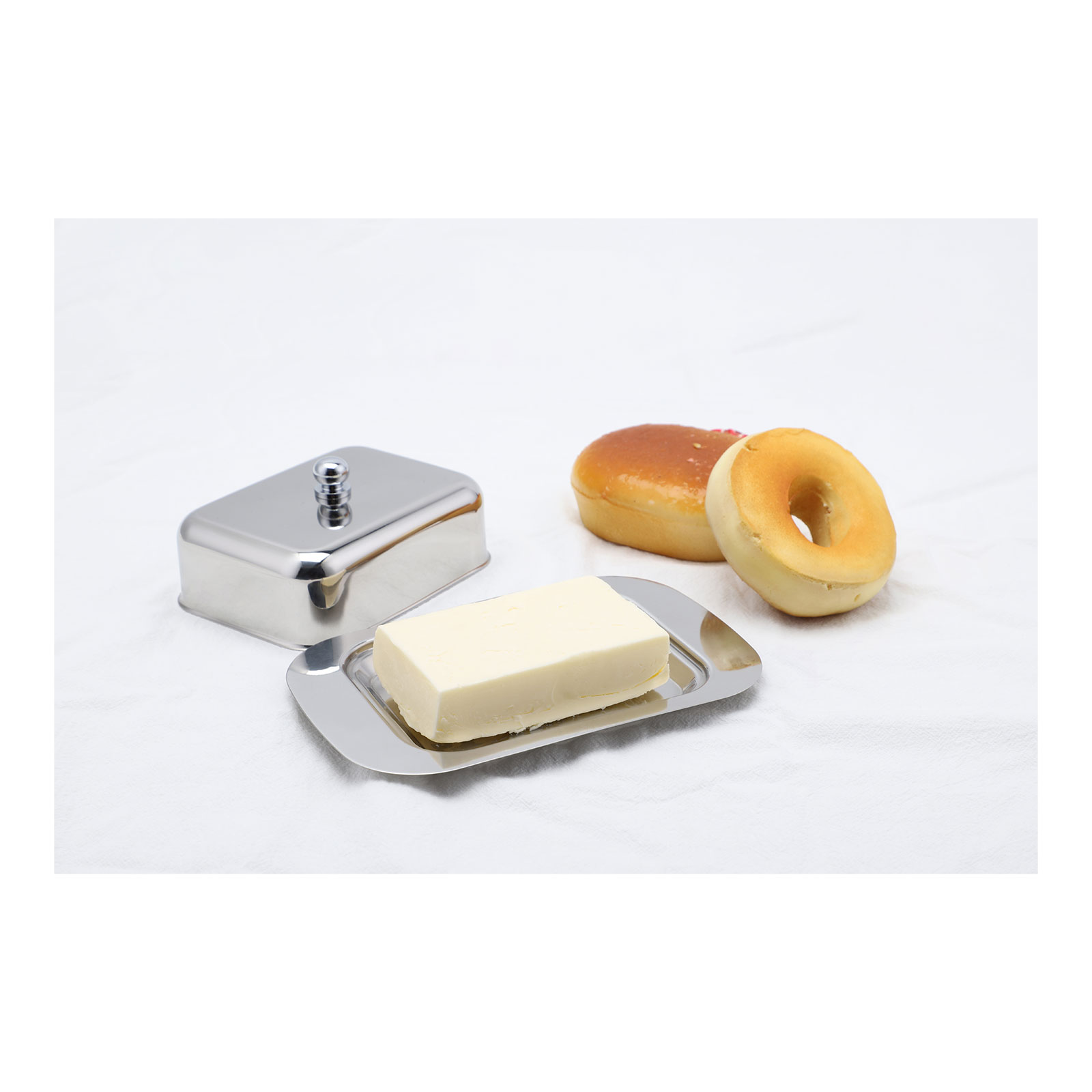Echtwerk Butterdose aus Edelstahl silber