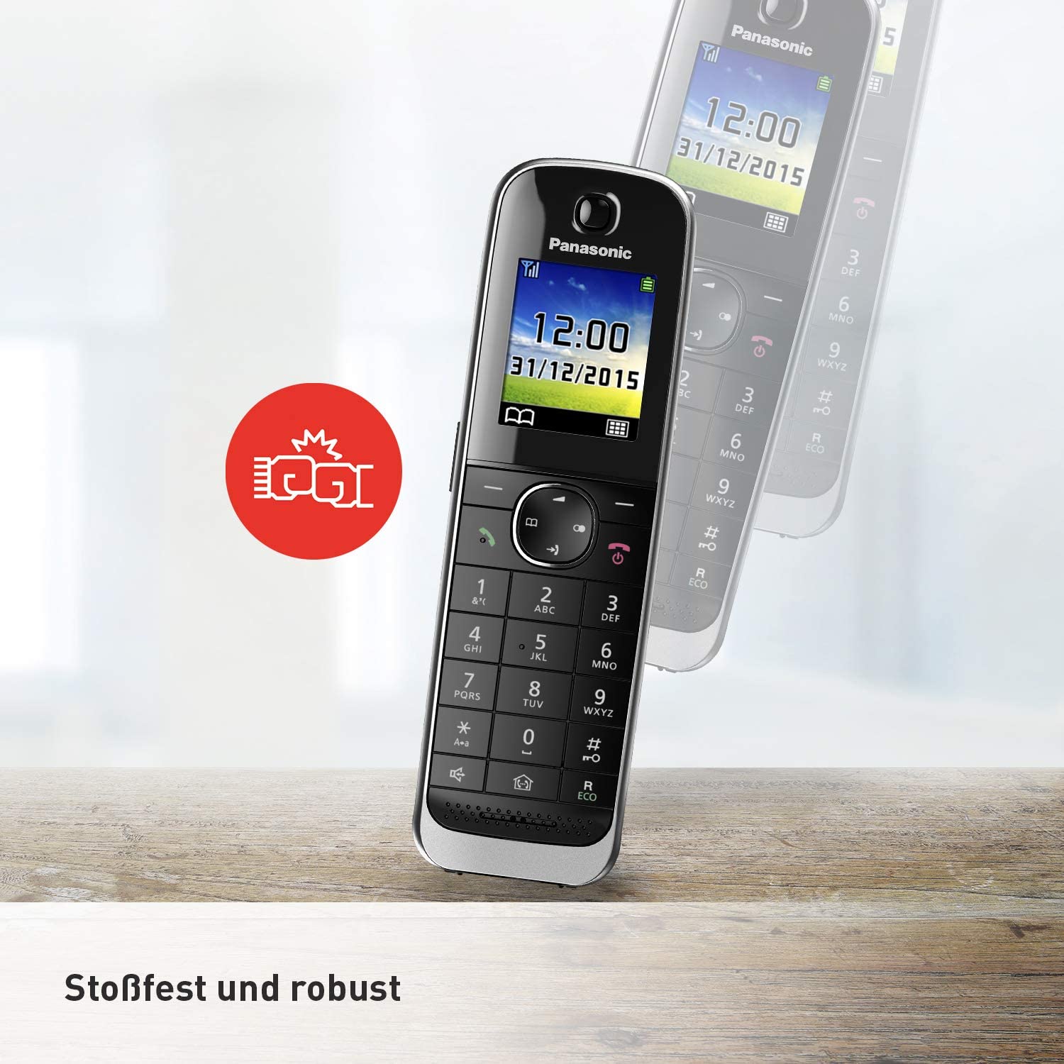 Panasonic KX-TGJ 322 GB schwarz Schnurloses-Telefon mit Anrufbeantworter und 2 Mobilteilen