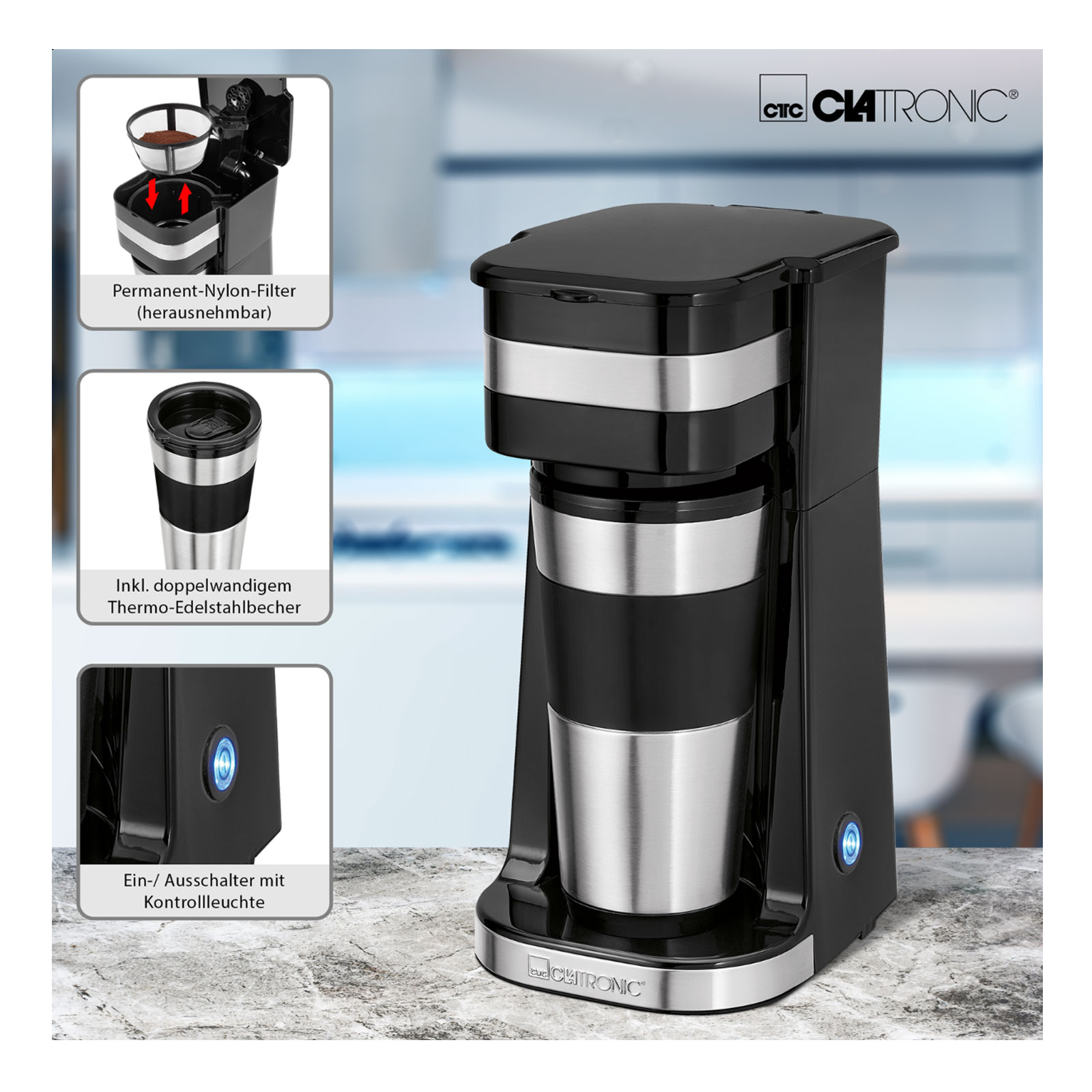 Clatronic KA 3733 1-Tassen-Thermo-Kaffeeautomat