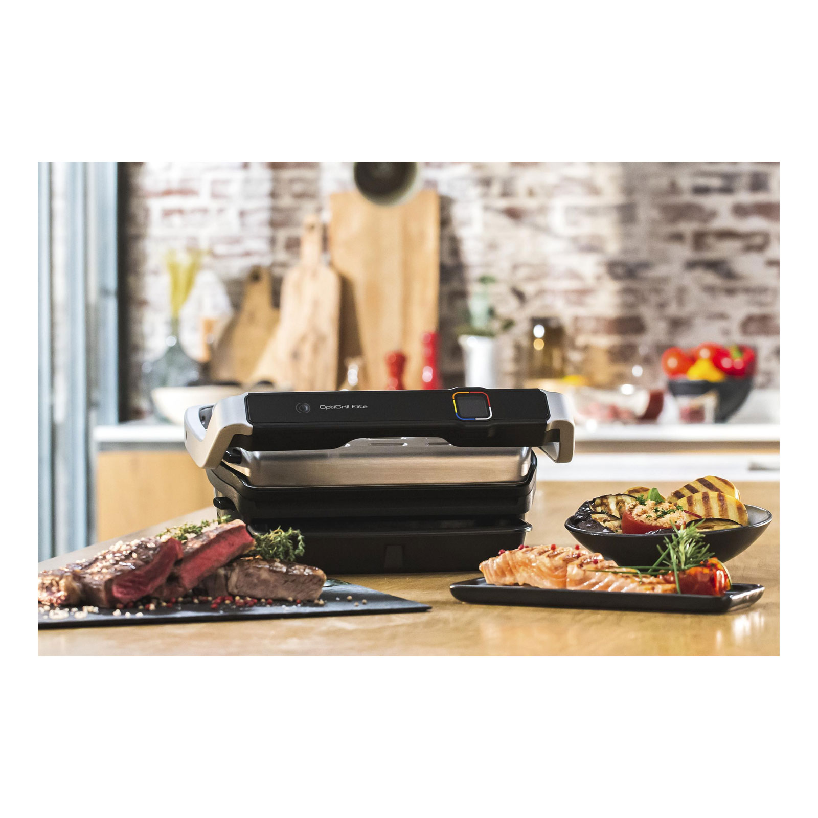 TEFAL GC 750D Elite OptiGrill Kontaktgrill gebürsteter Edelstahl