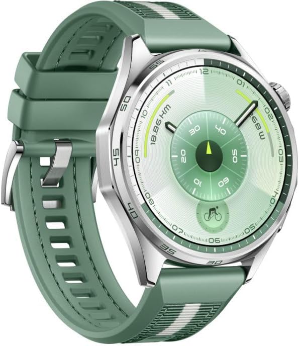 Huawei Watch GT6, 46mm, Edelstahlgehäuse mit grünem Nylonarmband