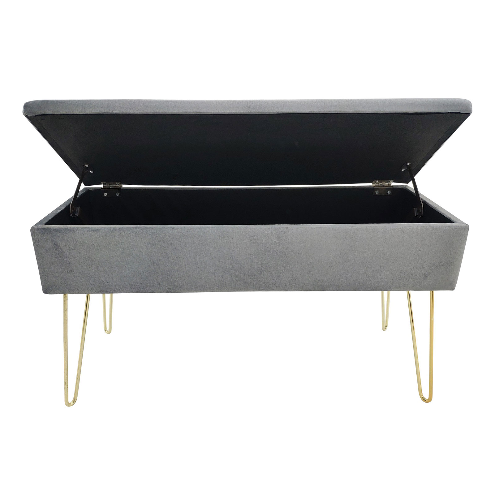 ECHTWERK Sitzbank Scarlett, Polsterbank mit Samtbezug, Aufbewahrungstruhe rechteckig, Schminkbank mit Stauraum, Metallbeine, 75 x 30 x 42 cm