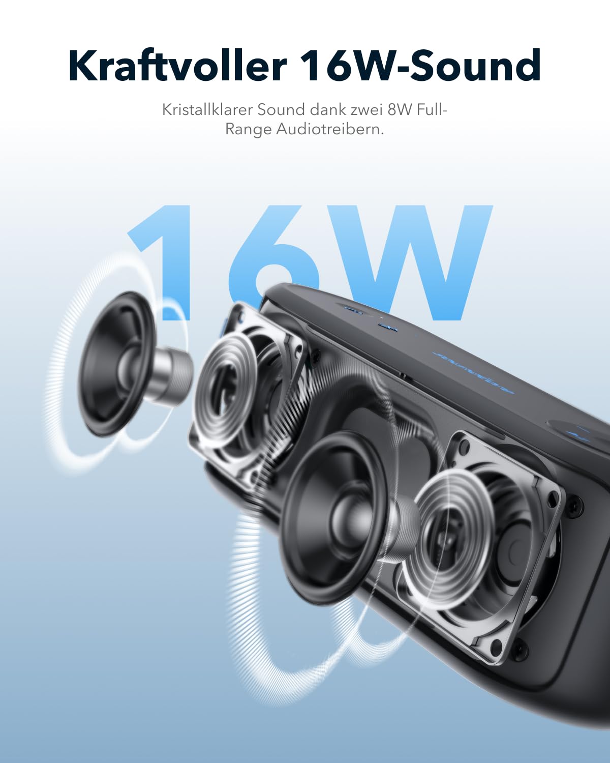 soundcore Select 3, 16W Stereoklang, BassUpTM-Technologie