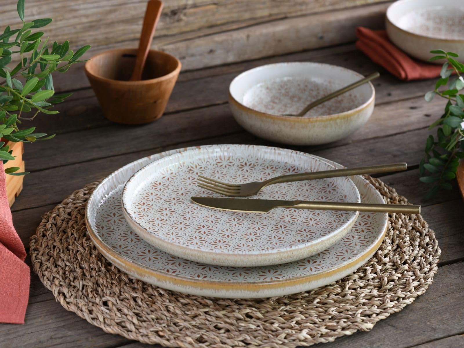 CreaTable, 24088, Serie Uno Emiliana Rot, 12-teiliges Geschirrset für 4 Personen