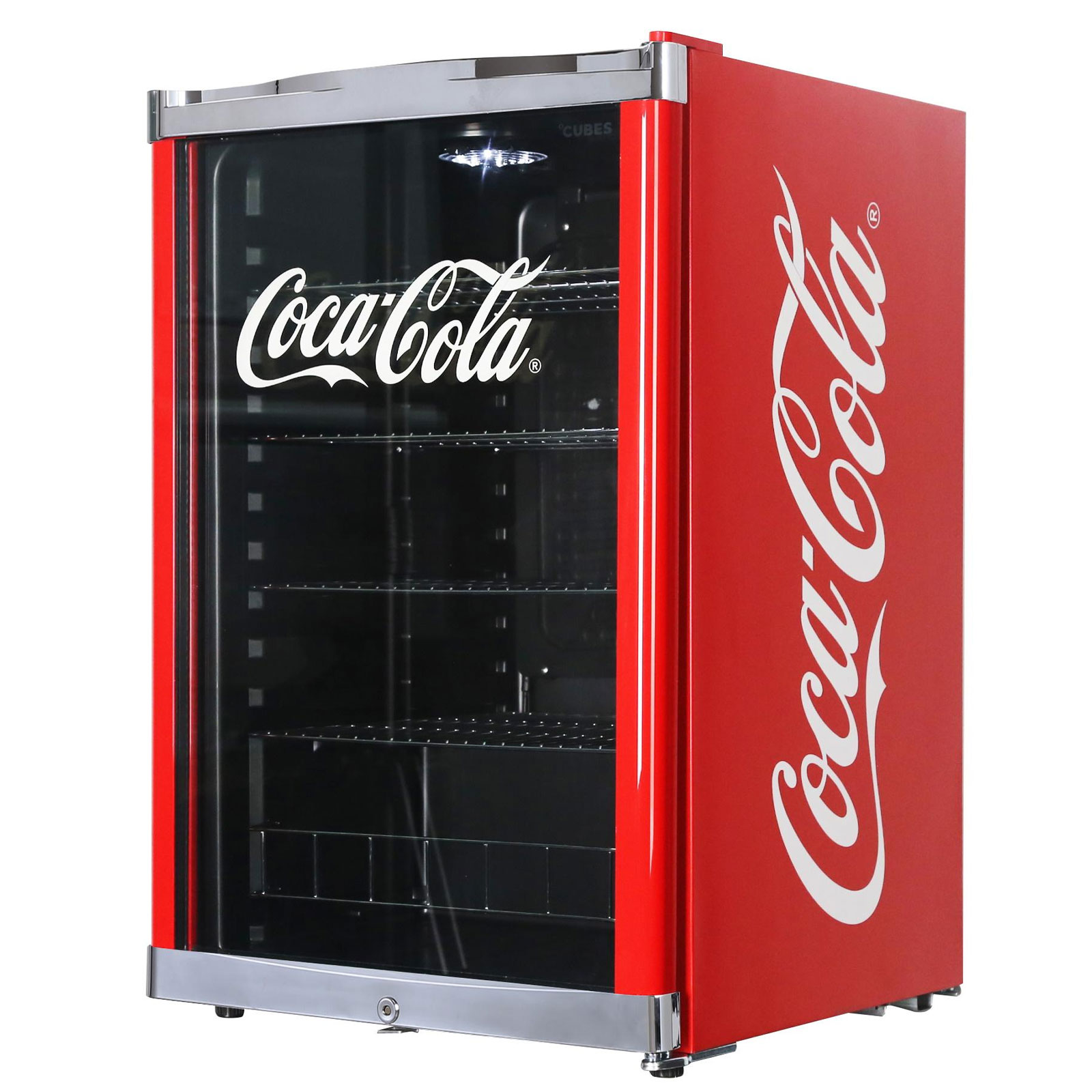 CUBES HIGHCUBE Coca Cola Getränkekühlschrank (EEK E, Nutzinhalt 115 l, Höhe 84,5 cm, Breite 54 cm, Coca Cola)