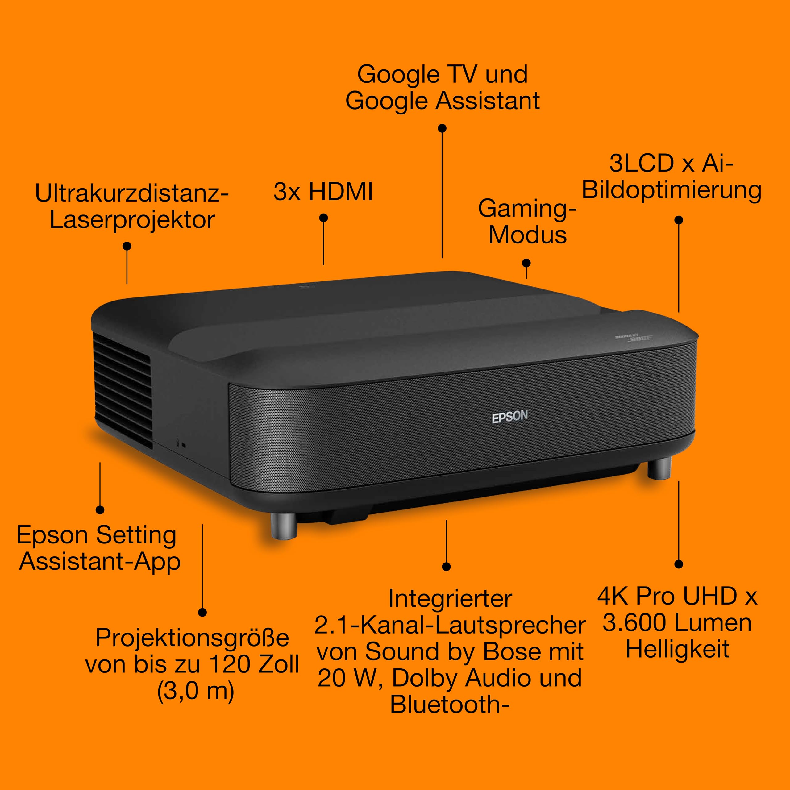 Epson Lifestudio Grand EH-LS670 Smart-Laserprojektor 4K PRO-UHD