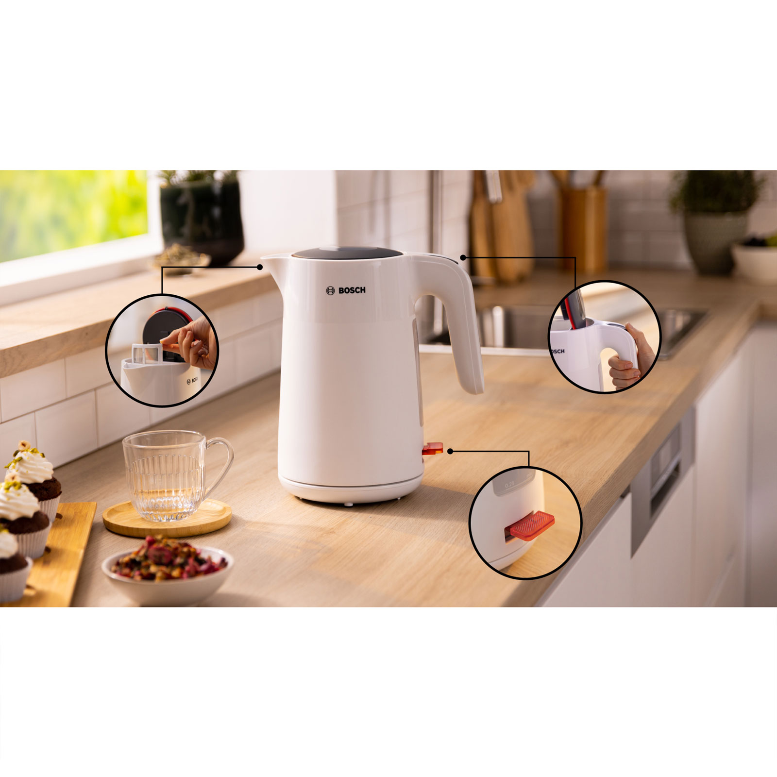 Bosch Wasserkocher TWK3M124 (MyMoment, 1,7 l, 2400 W, weiß) TWK2M161