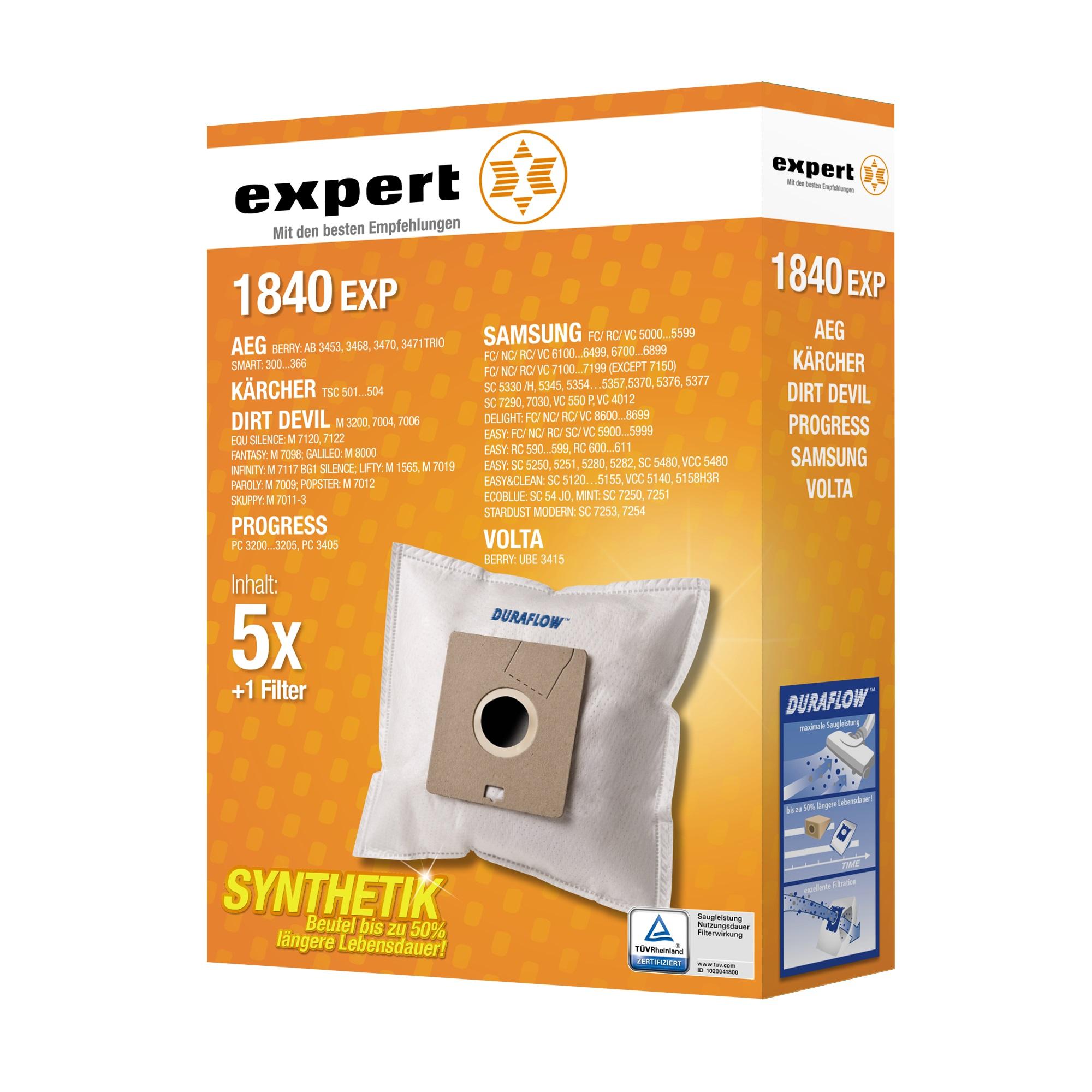 expert 1840 EXP Staubsaugerbeutel (kompatibel zu ausgewählten Modellen von AEG, Samsung, Kärcher, Dirt Devil, Progress, Volta) expert 1840 EXP Staubsaugerbeutel (kompatibel zu ausgewählten Modellen von AEG, Samsung, Kärcher, Dirt Devil, Progress, Volta)