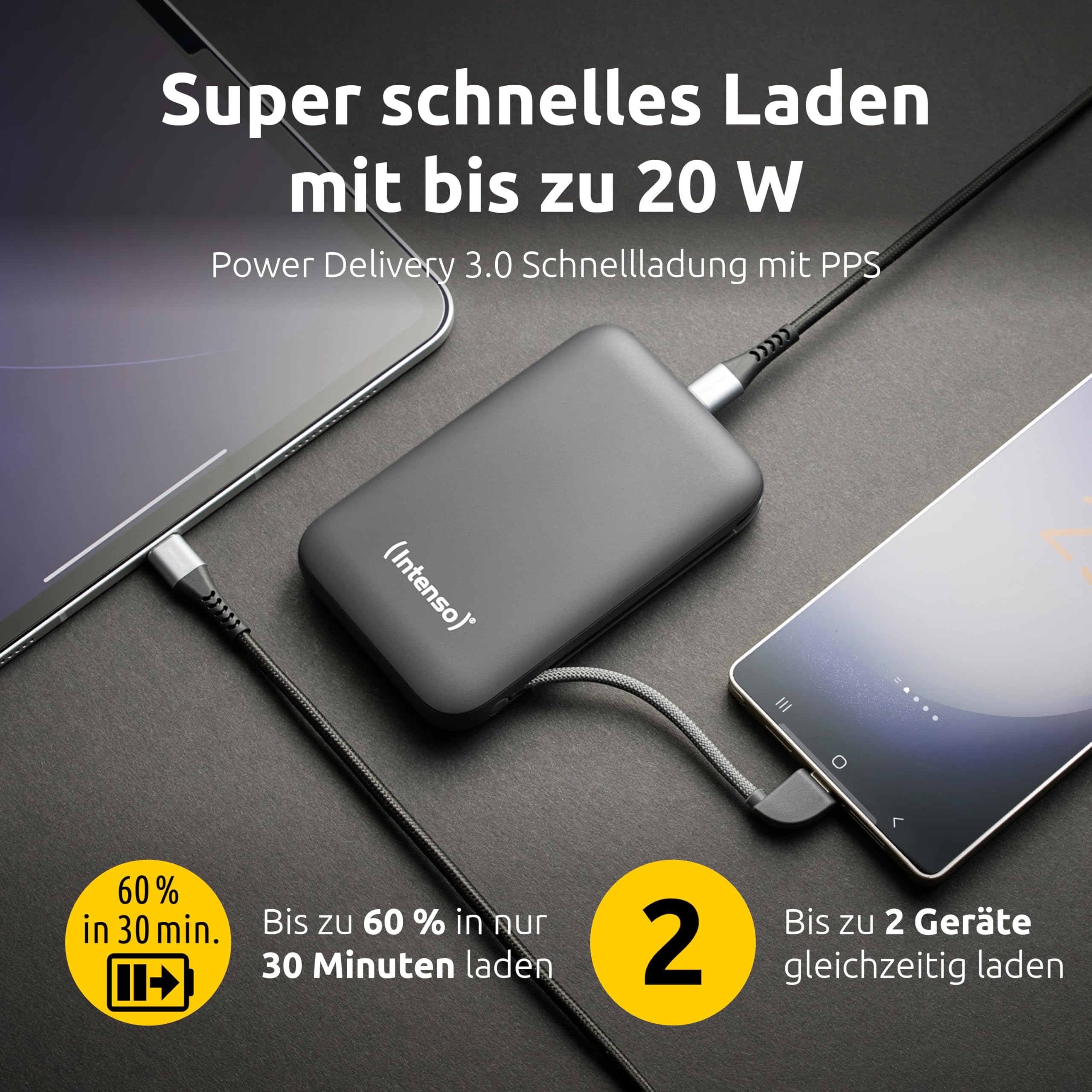 Intenso S10000 Powerbank mit integriertem USB-C Kabel