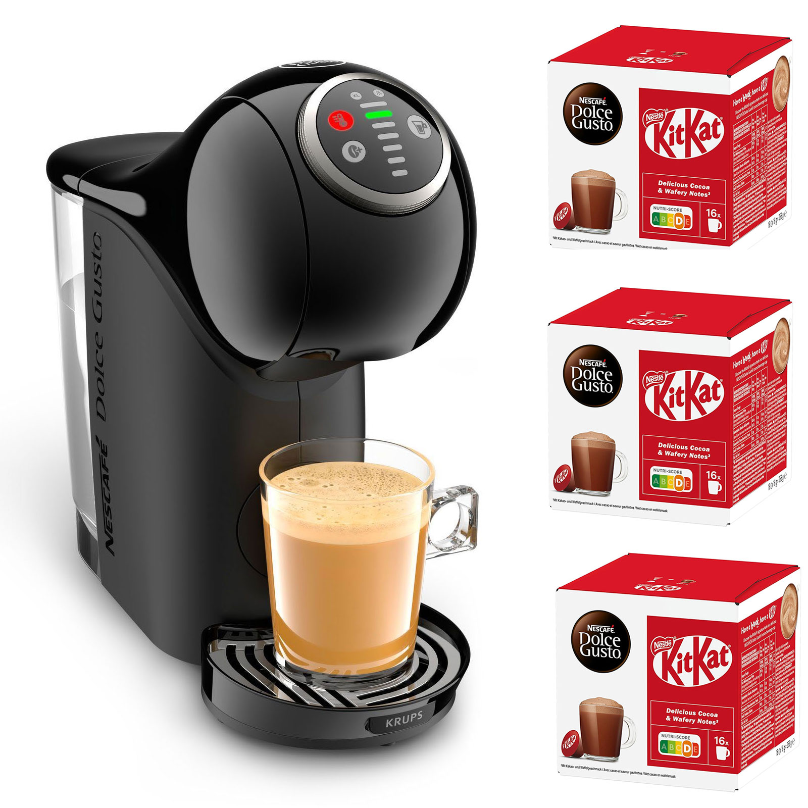 Krups KP3408 Dolce Gusto Kapselmaschine + 3 DolceGusto KitKat Kakao