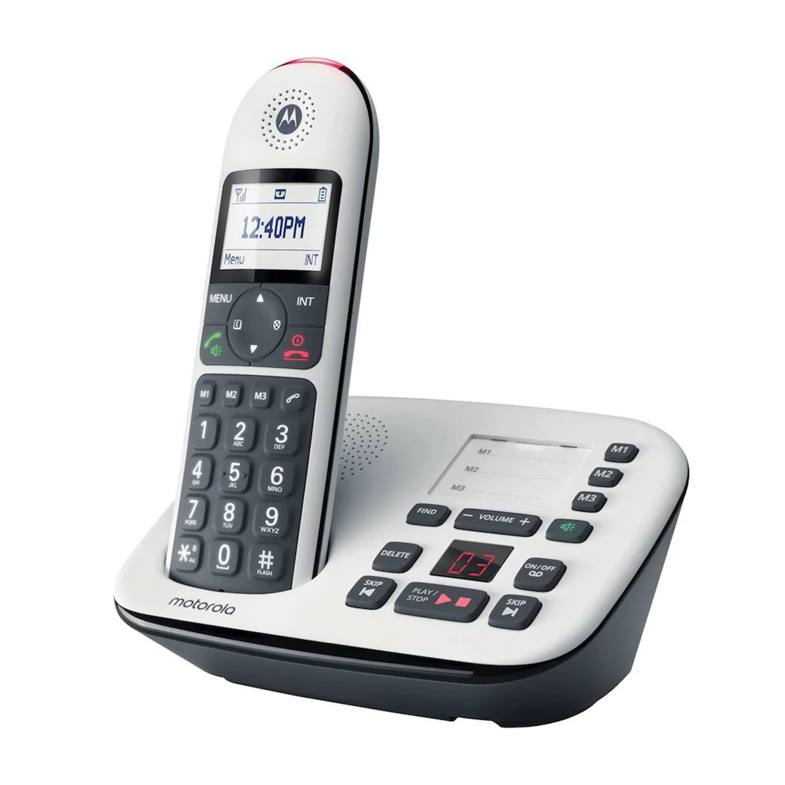 Motorola CD5011 Voice, Weiß Schnurloses Telefon (Seniorentelefon, Große Tasten, Basisstation, 1 Mobilteil, mit Anrufbeantworter)