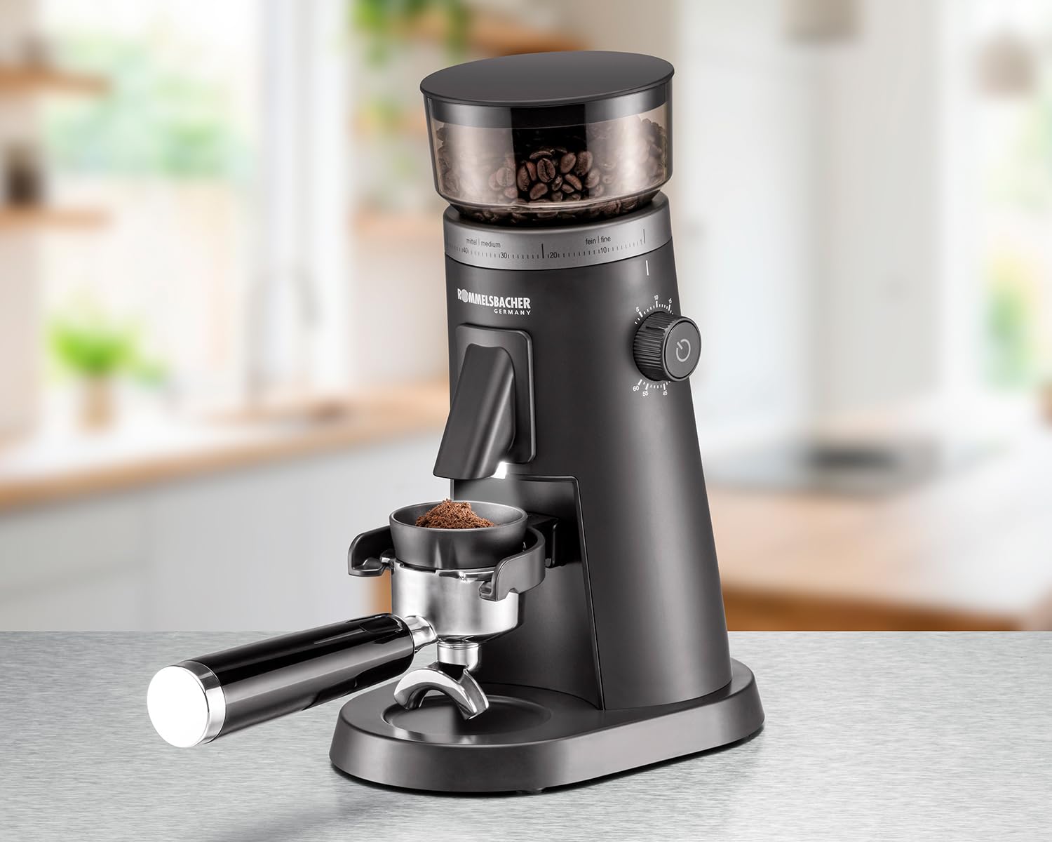 ROMMELSBACHER Premium Kaffeemühle EKM 600, Edelstahl Kegelmahlwerk
