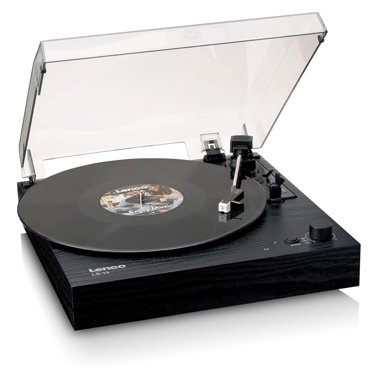 LENCO Plattenspieler LS-15BK schwarz (Bluetooth®, 2 Lautsprecher, AT3600L Tonabnehmer)