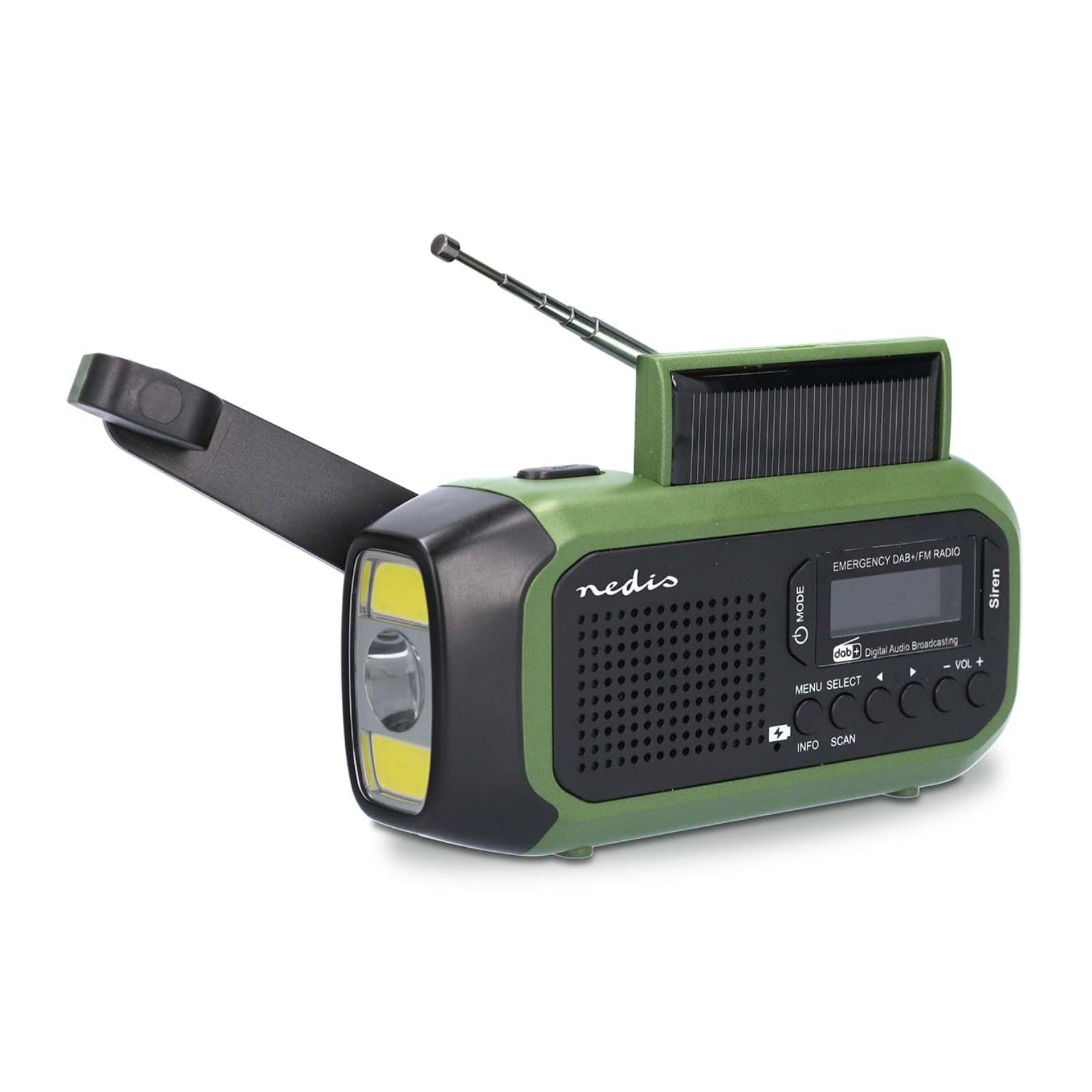 NEDIS RDDBCR2000 grün Notfallradio DAB+ FM Wecker, tragbar Batterie Solar