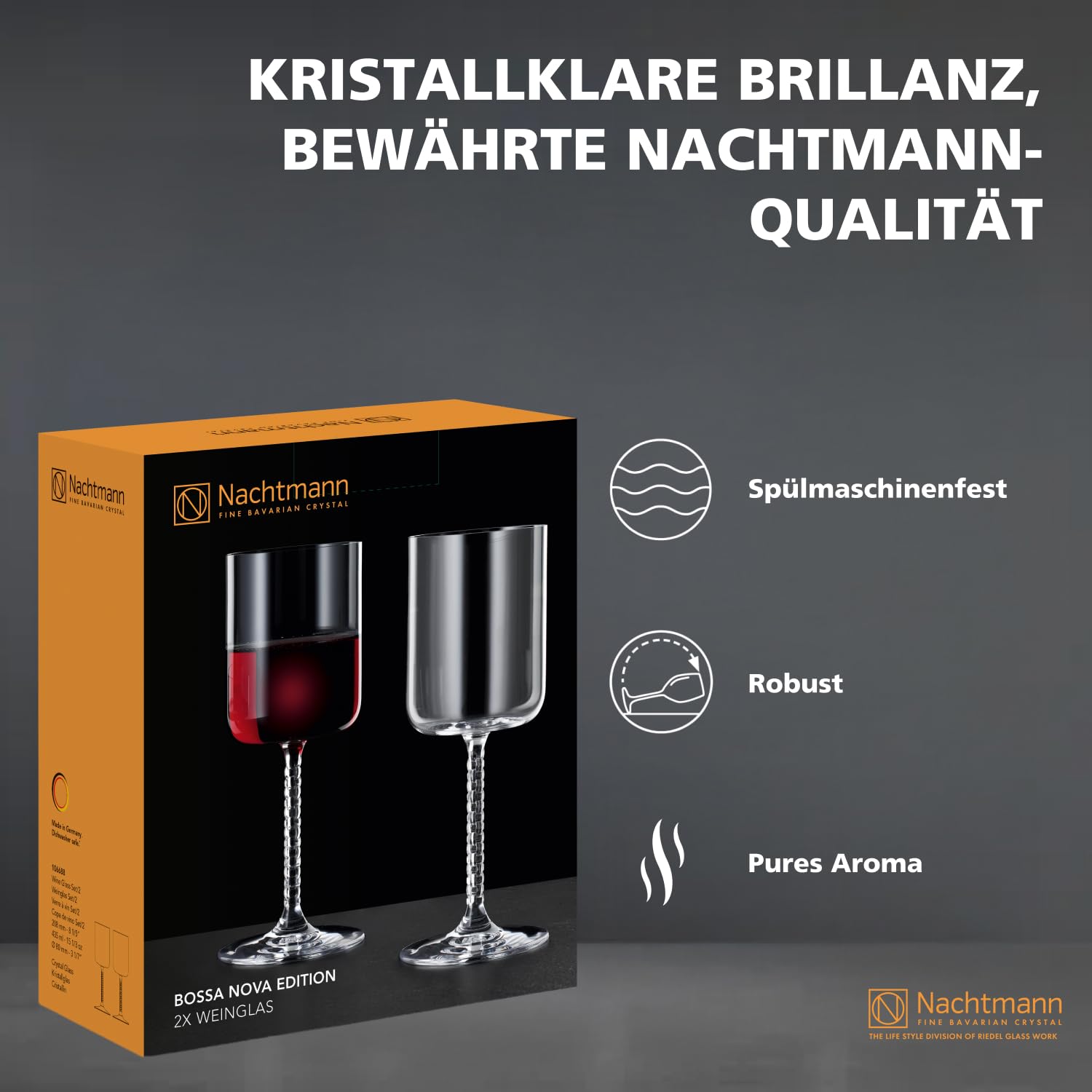 Nachtmann Weingläser Bossa Nova, 2er-Set für Wein & Aperitifs Kristallglas