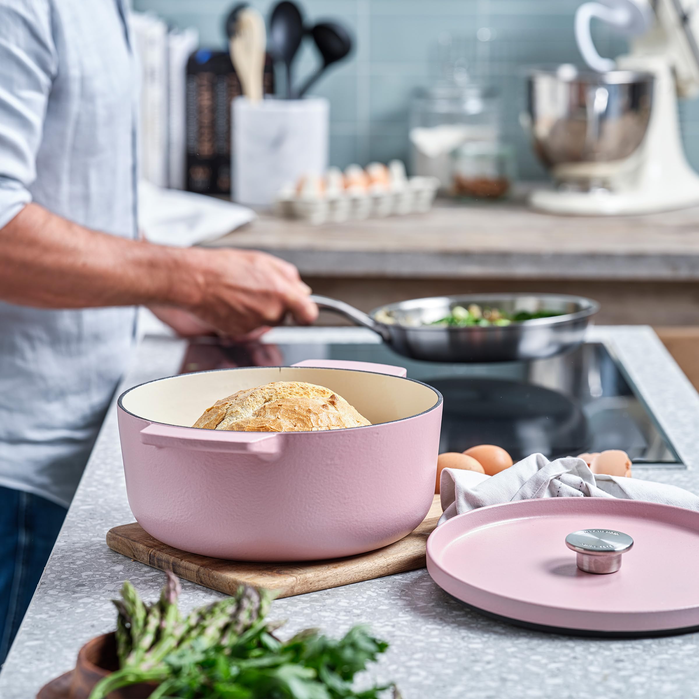 KitchenAid CC007430-001 Bräter mit Deckel - Rund - 3.3L 22cm Rosa