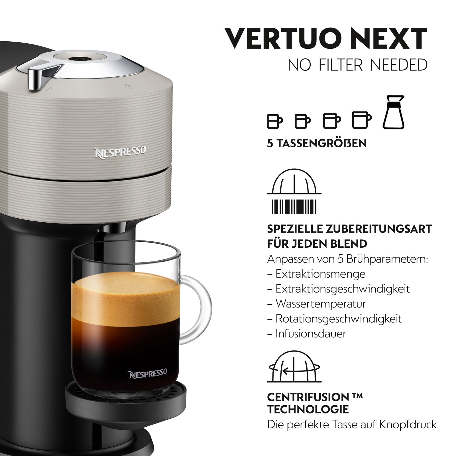 Krups XN 910B Nespresso Vertuo Next + Nespresso Aeroccino 3 Milchaufschäumer