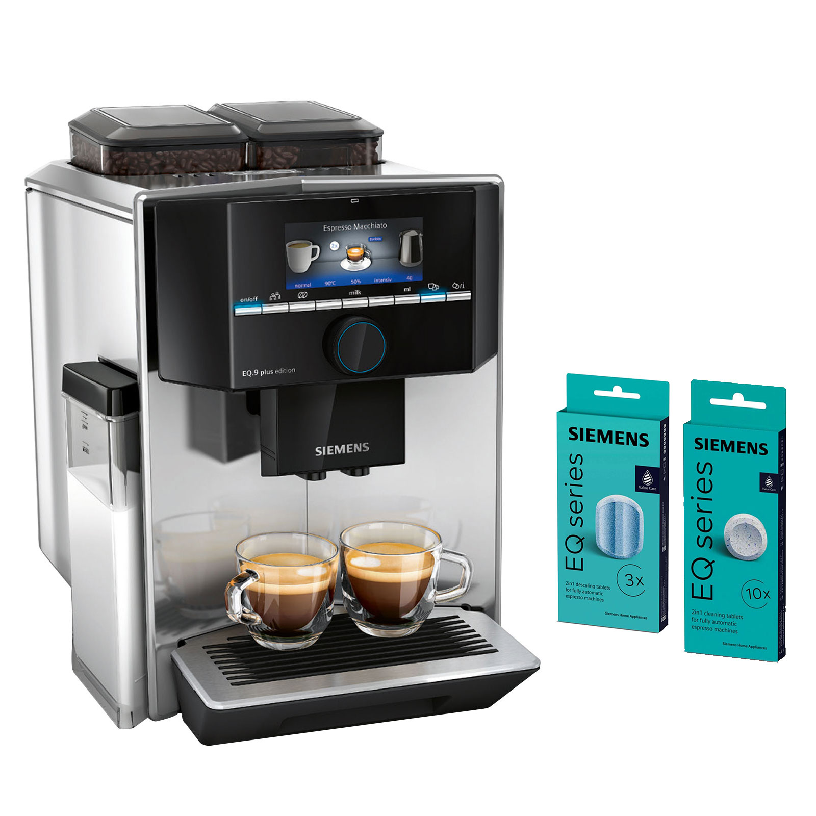 Siemens TI9575X7DE EQ.9 plus connect Kaffeevollautomat + Siemens Reinigungstabletten TZ80001A + Siemens TZ80002A Entkalkungstabletten