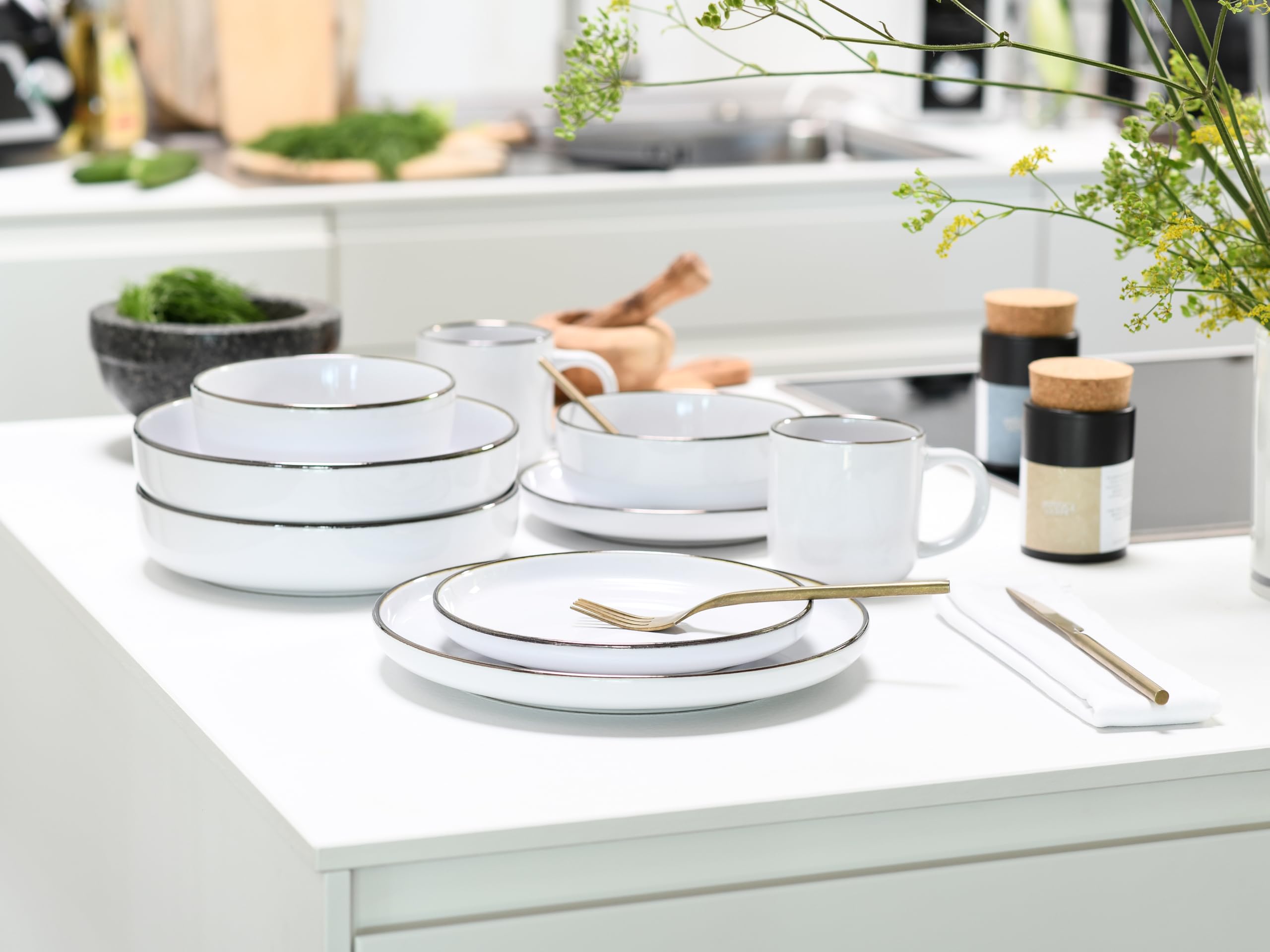 CreaTable 24795 Kombiservice Serie Nordic Festive Weiss 10-tlg. 2 Personen