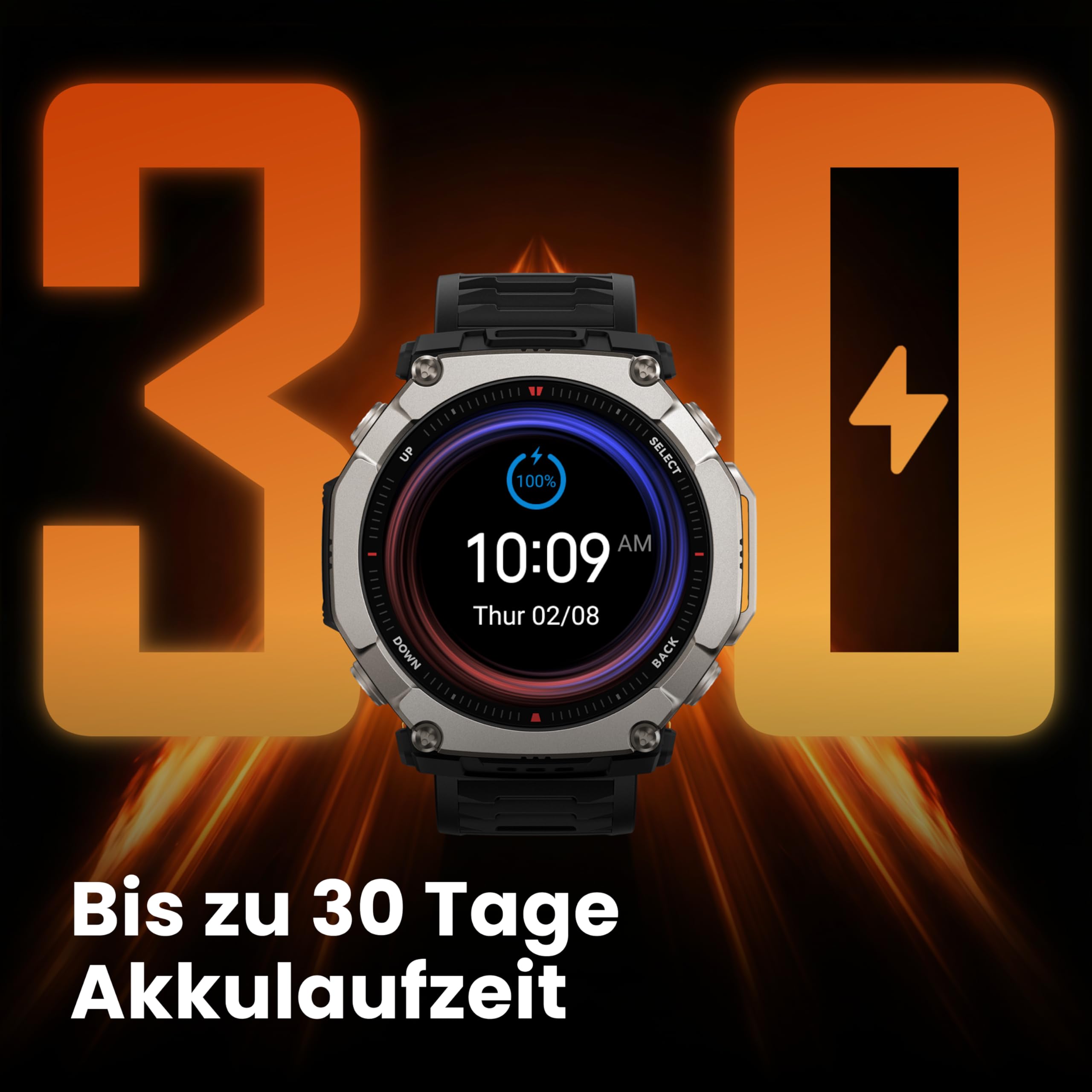 Amazfit T-Rex Ultra 2 Dualband-GPS Outdoor Smartwatch, 51 mm Titangehäuse