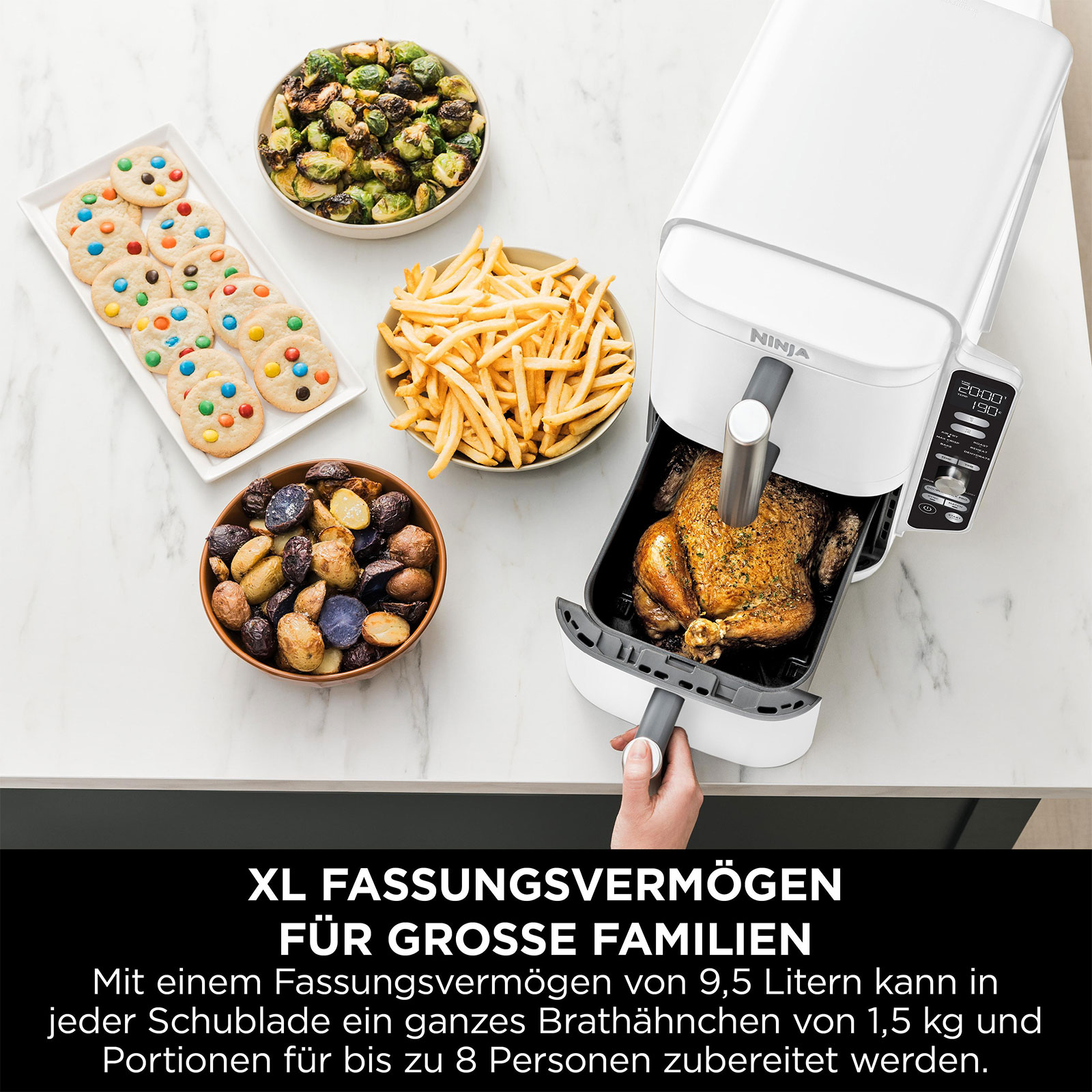 Ninja SL400EUWH Doppel XL Doppel-Heißluftfritteuse